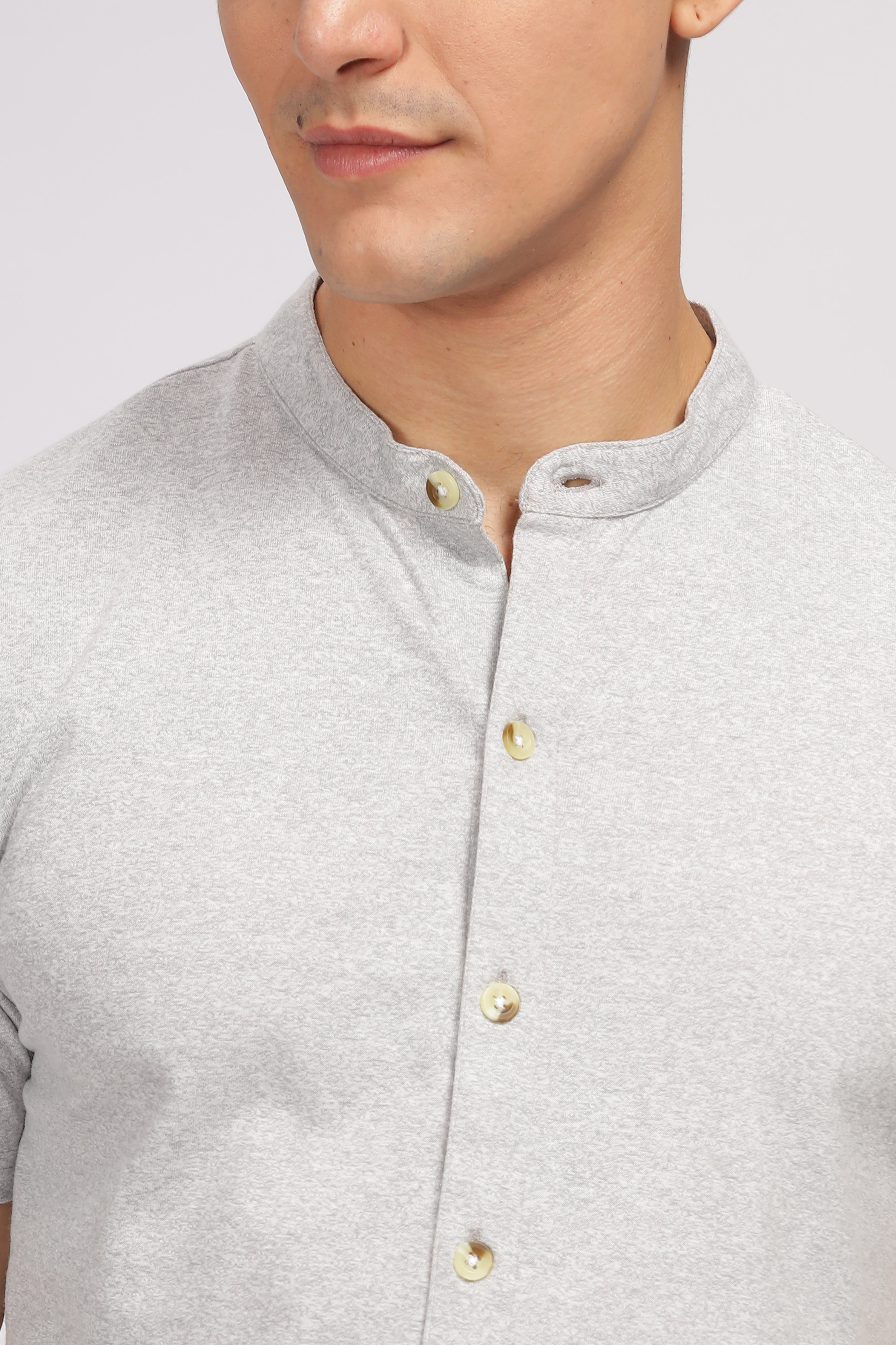 Grey Melange Knitted Shirt