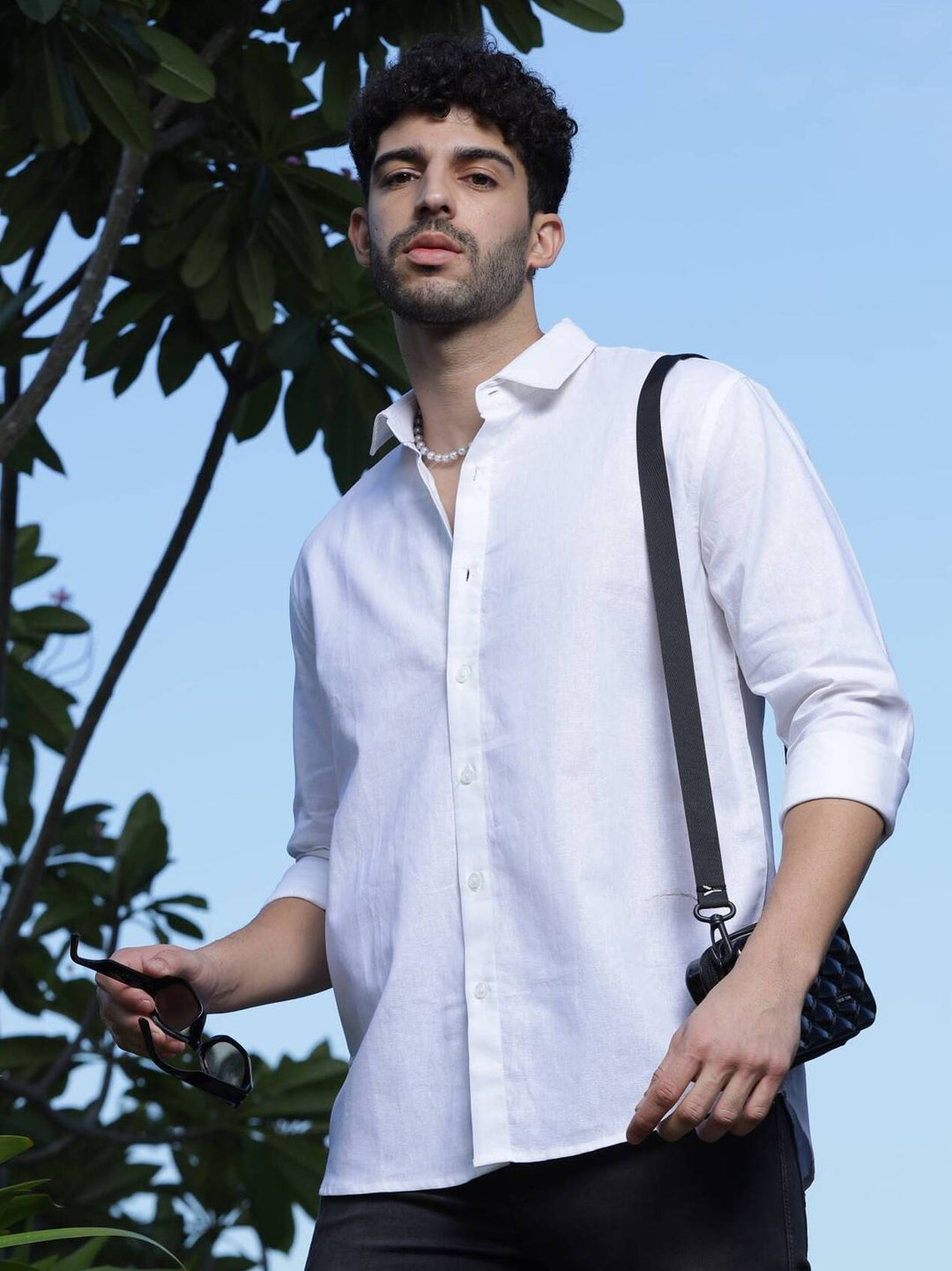 White Full Sleeve Linen Shirt
