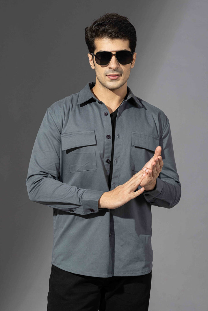 Blue Double Pocket Over Shirt
