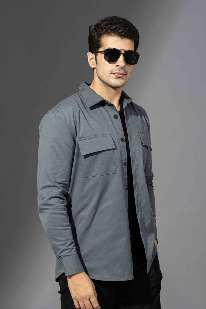 Blue Double Pocket Over Shirt