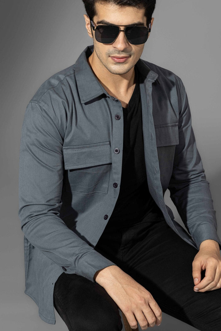 Blue Double Pocket Over Shirt