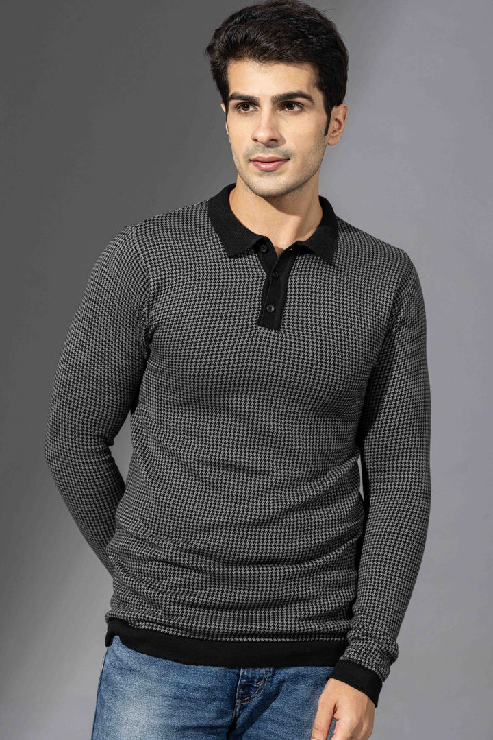 Grey Premium Flat Knit Polo T-Shirt