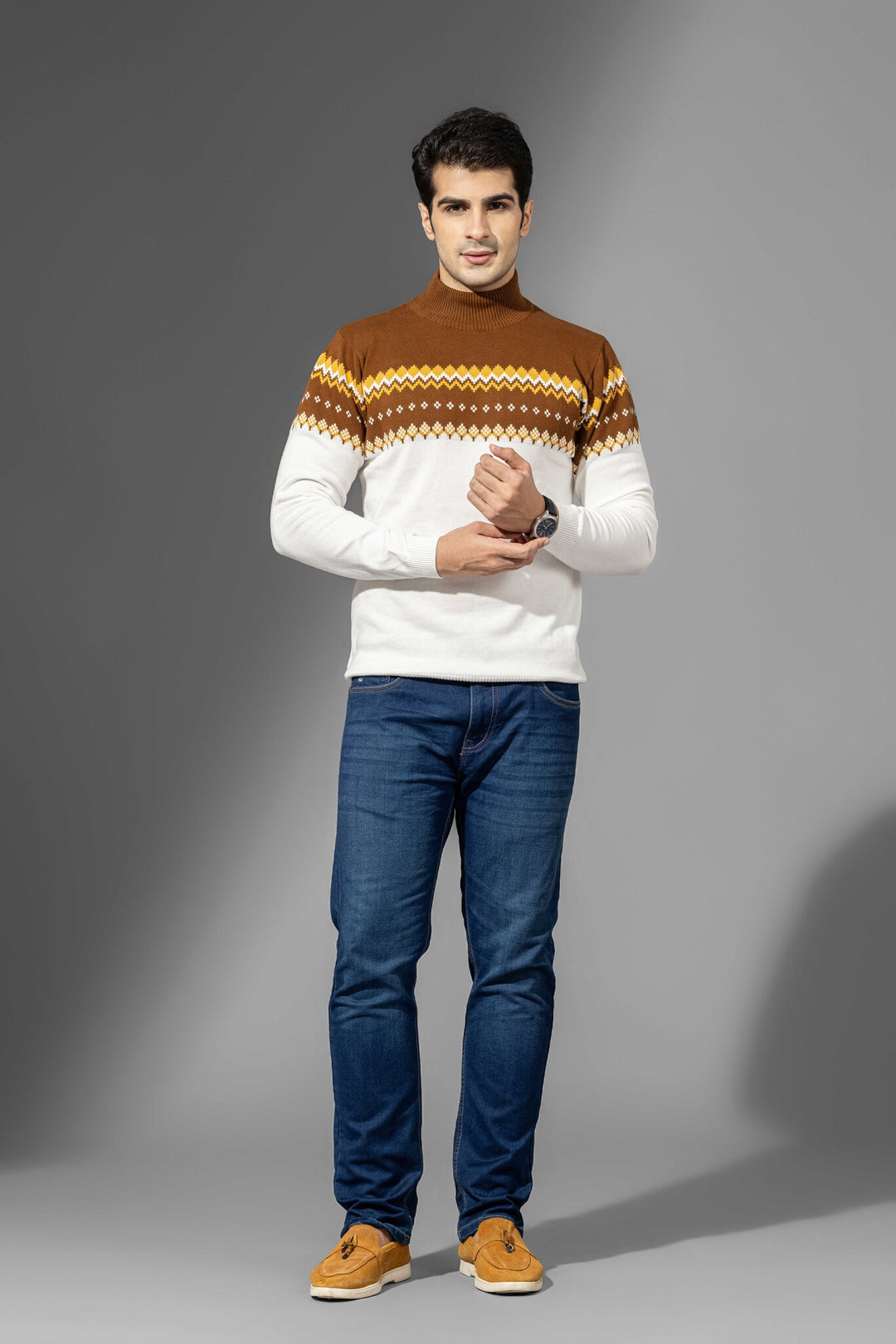 White Brown Premium Flat Knit T-Shirt