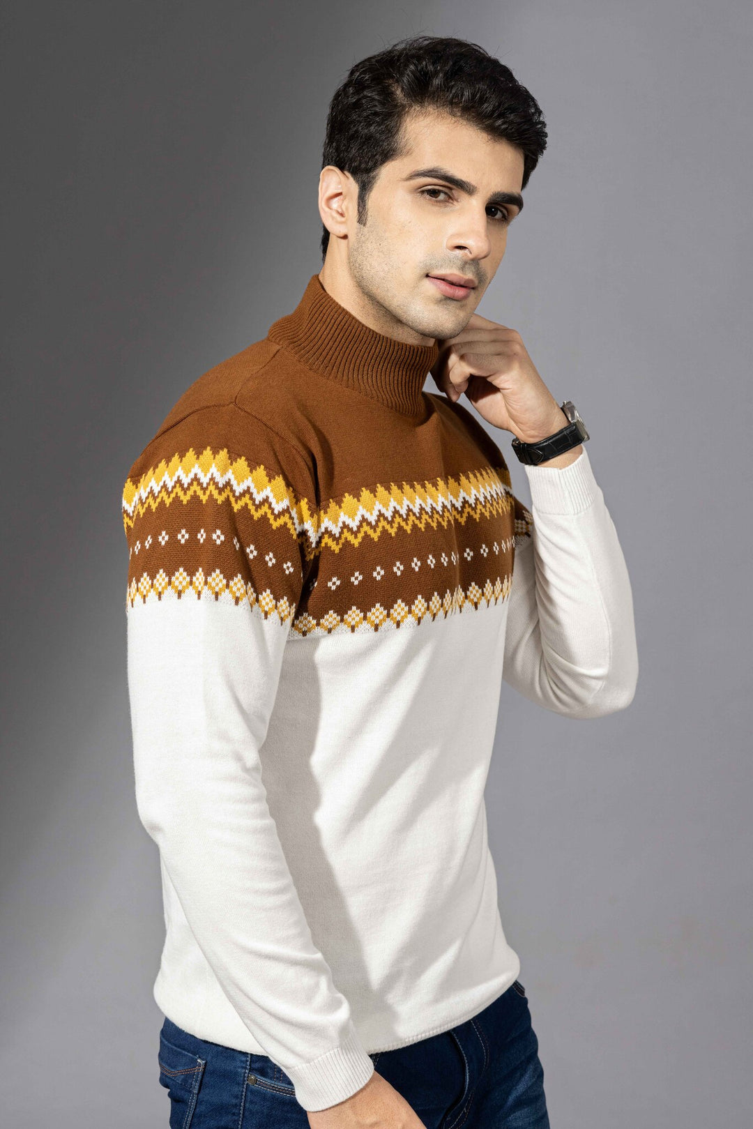 White Brown Premium Flat Knit T-Shirt