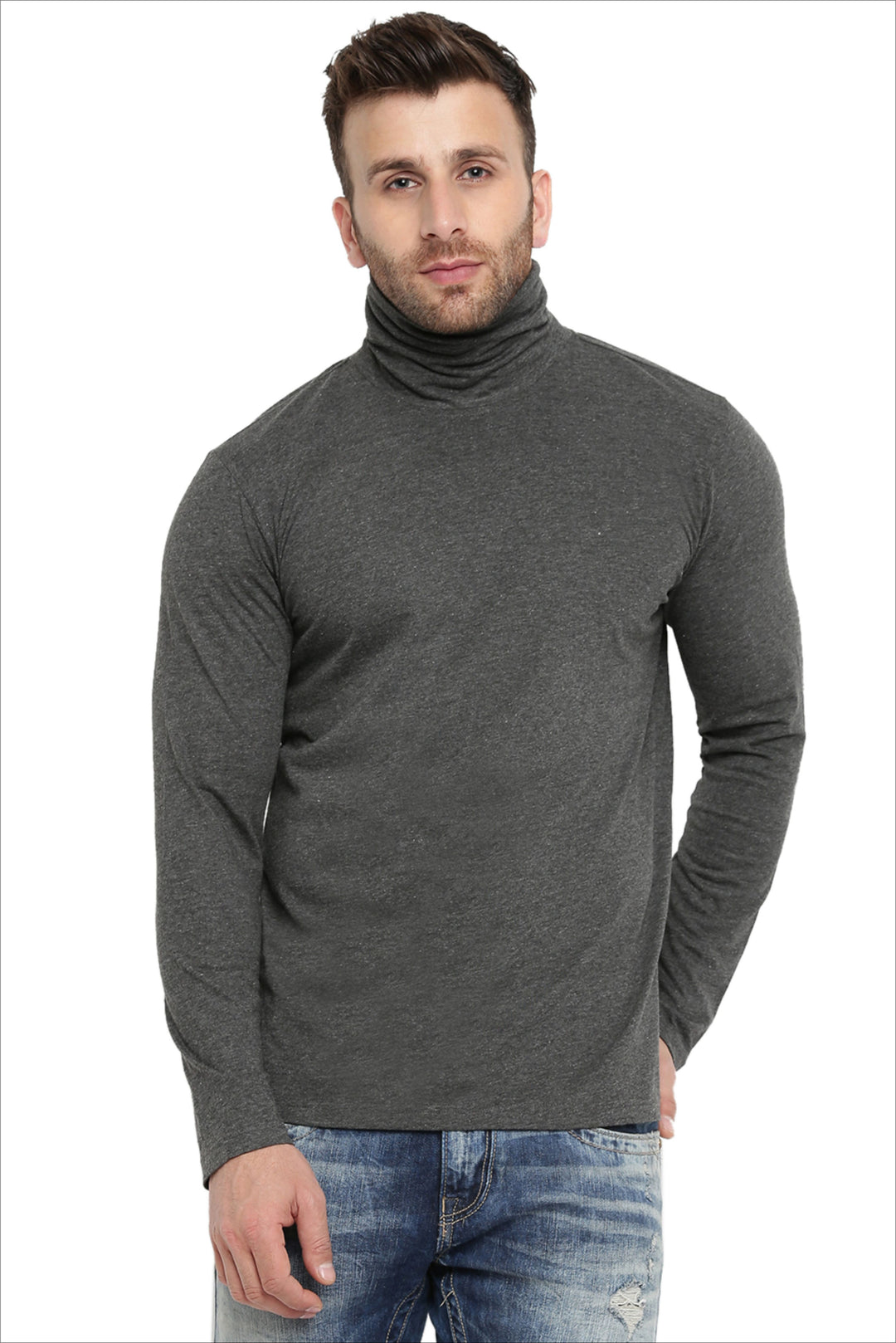 Anthramelange Full Sleeves High Neck T-Shirt