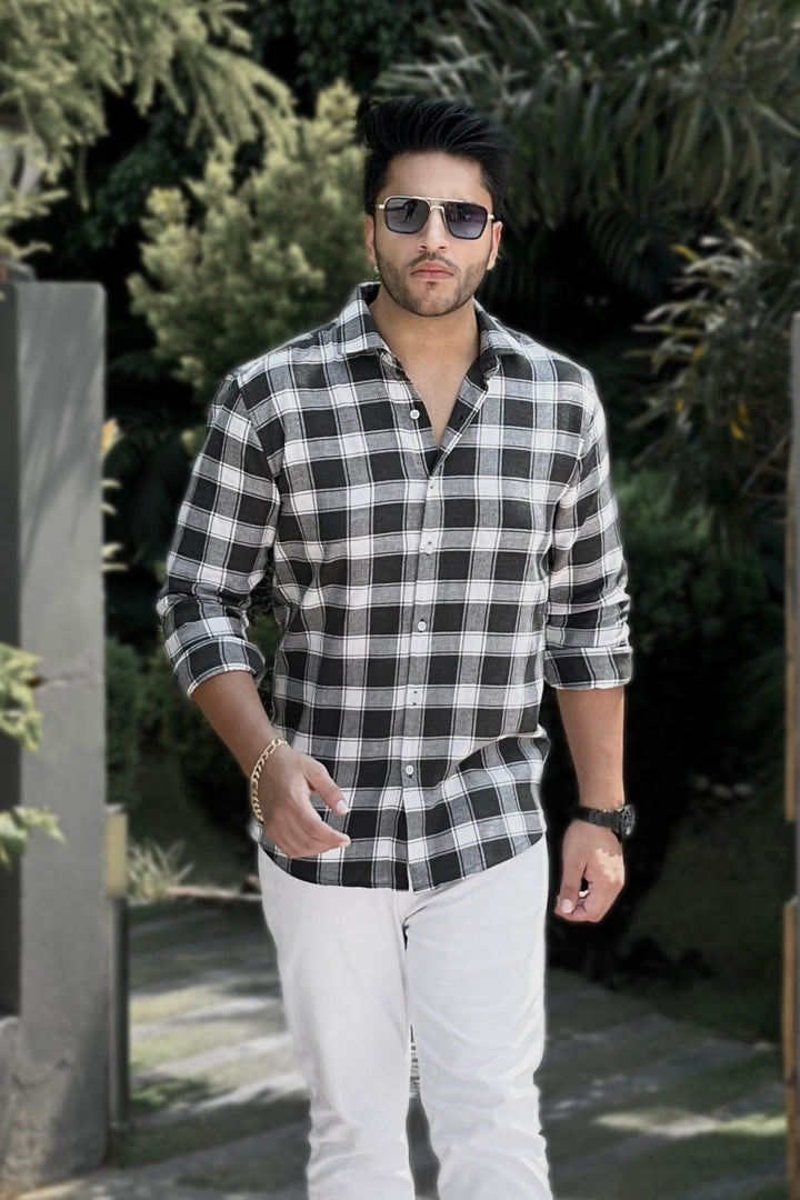 Full Sleeve Check Black Grey Shirt