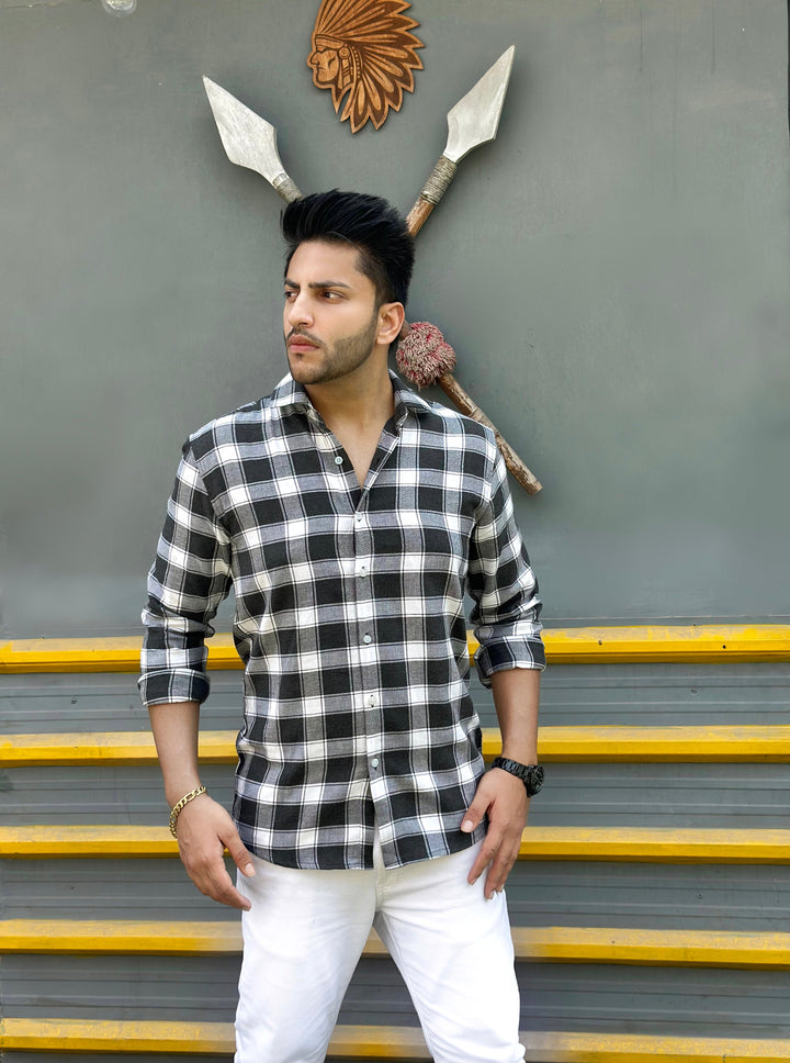 Full Sleeve Check Black Grey Shirt