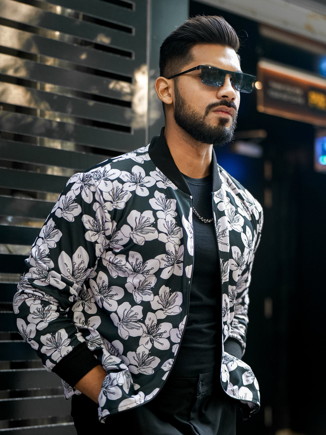 Dark Green "Blossom" Bomber Jacket