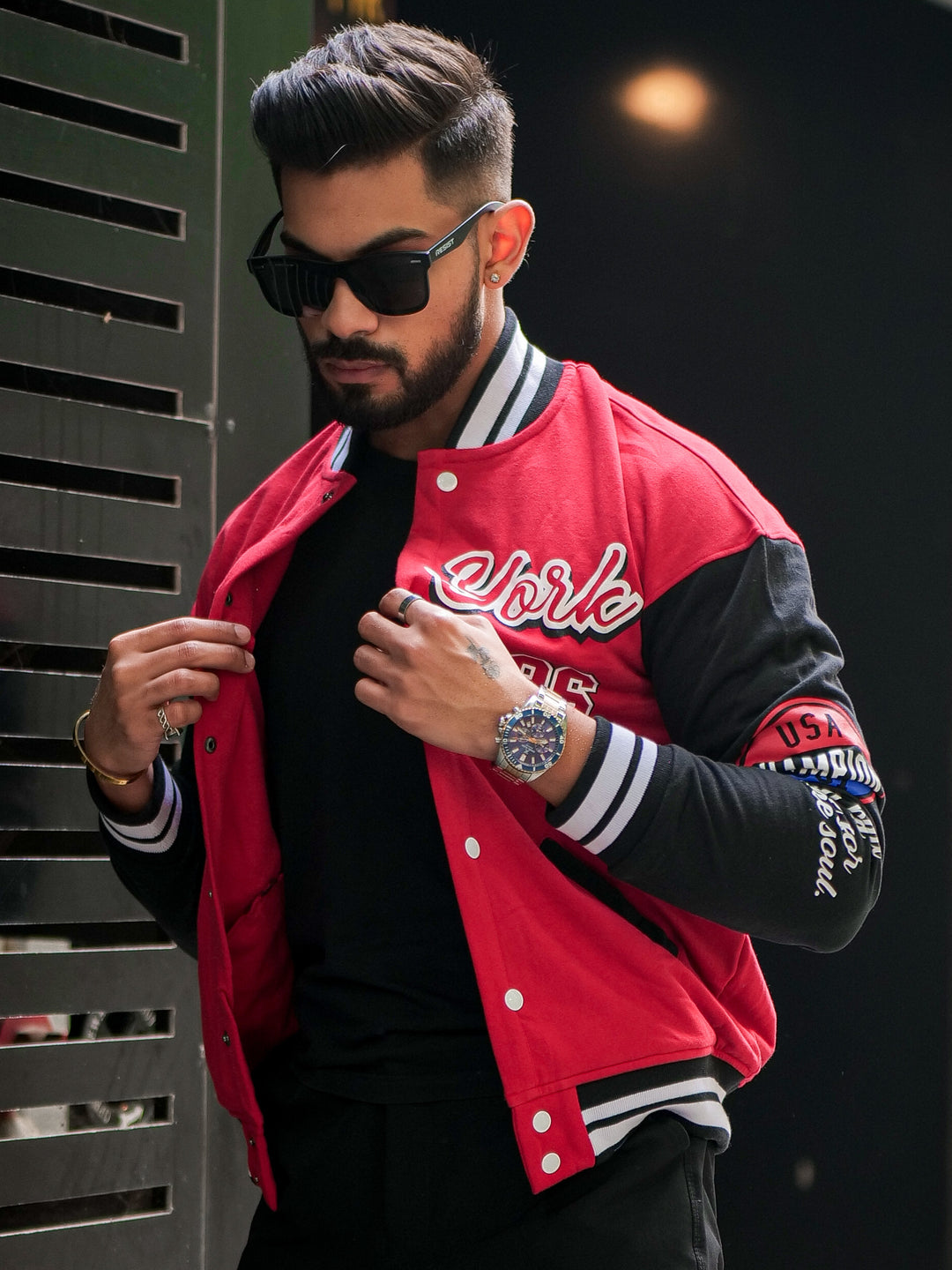 Red "New York" Varsity Jacket