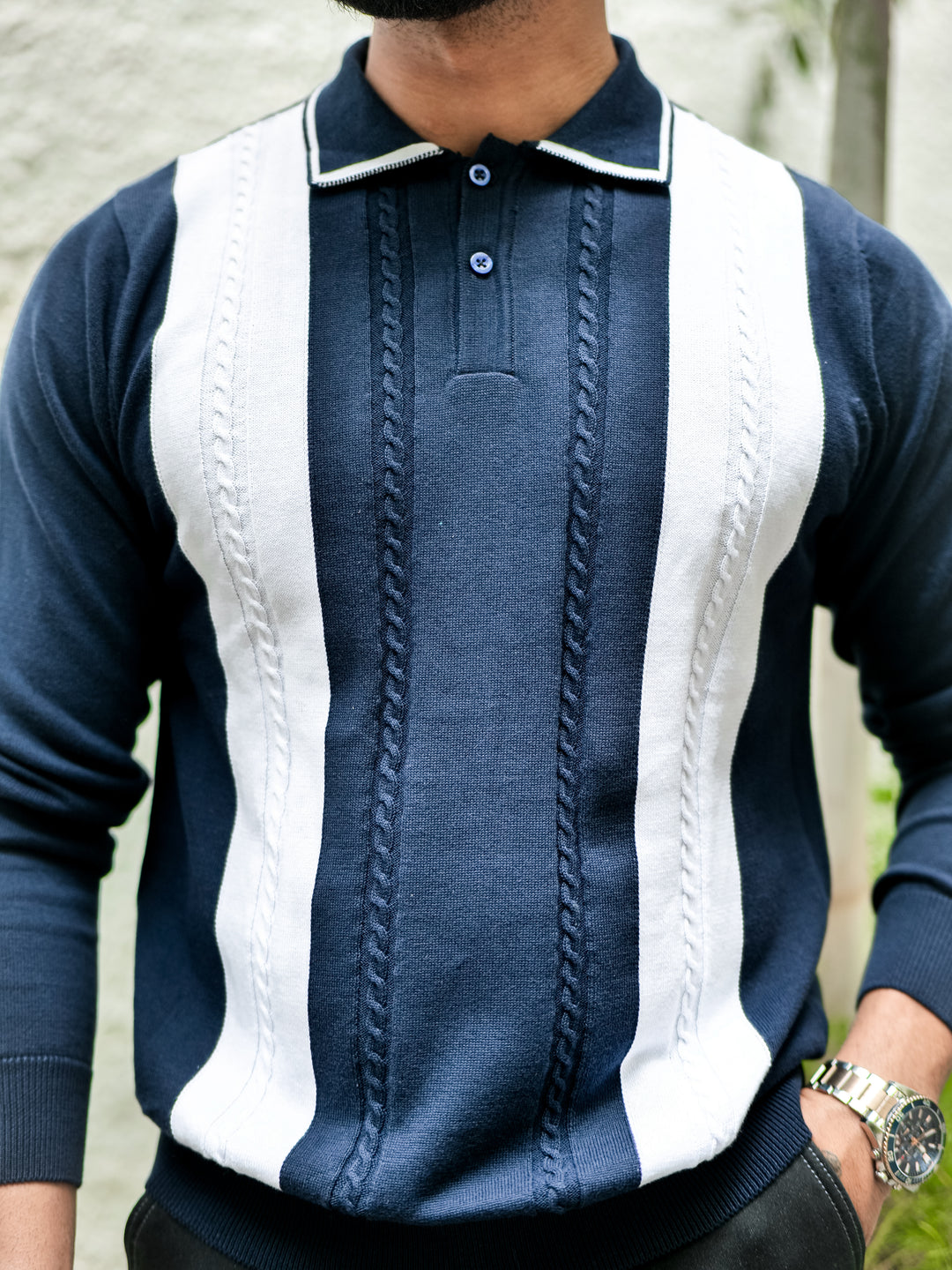 Navy Flat Knit Premium Cotton Polo