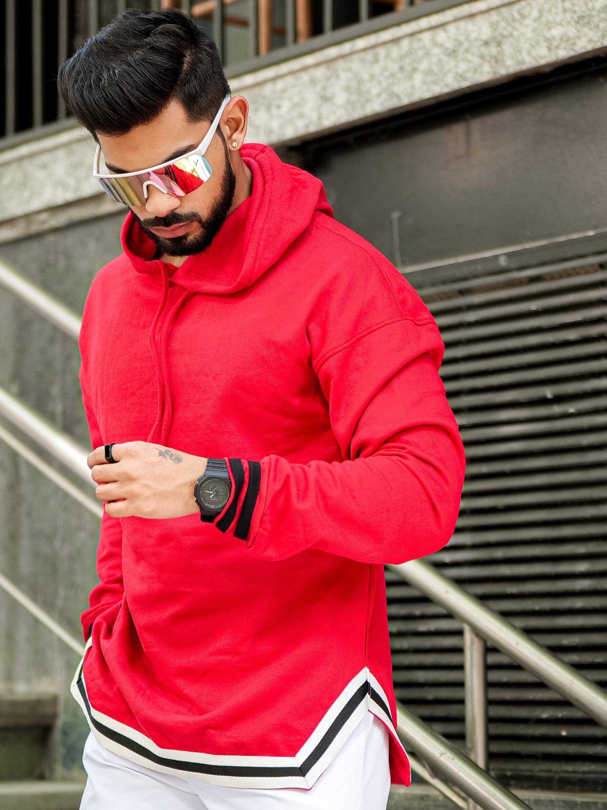 Red Oversized A-Line Hoodie – Gritstones