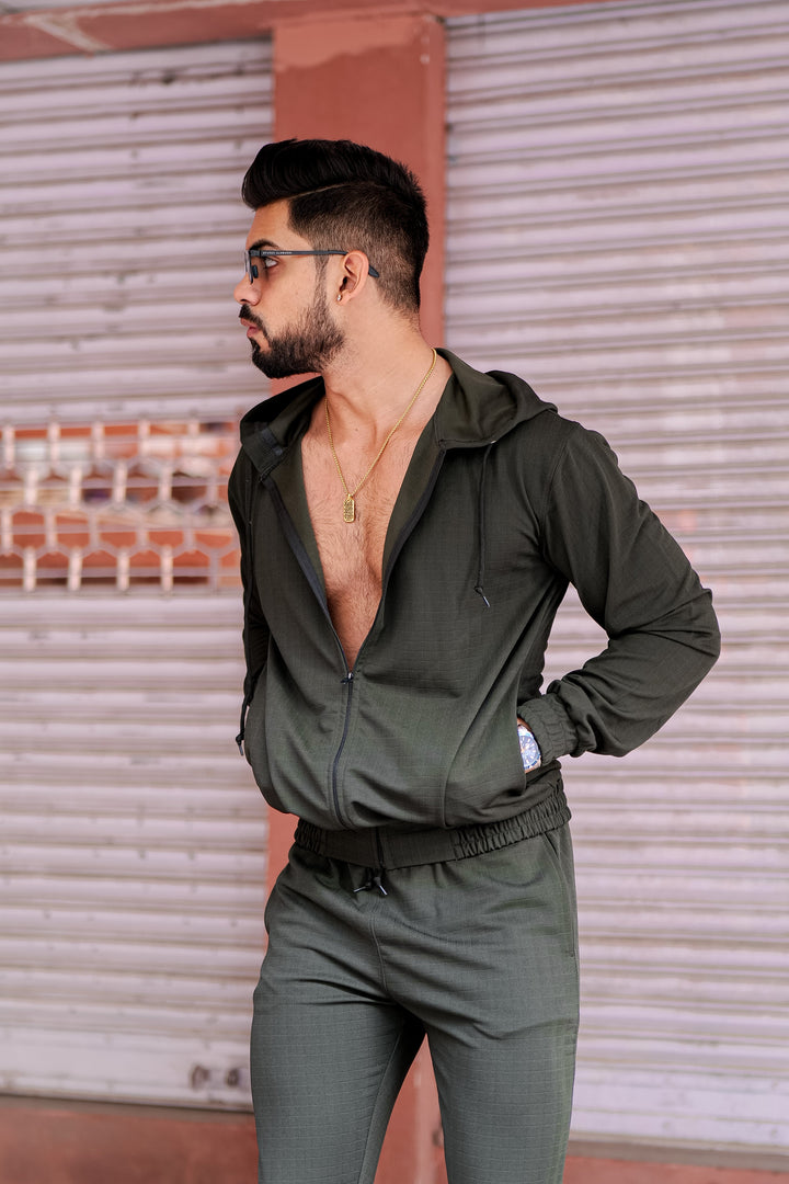 Peanut Check Olive Tracksuit Co-Ord