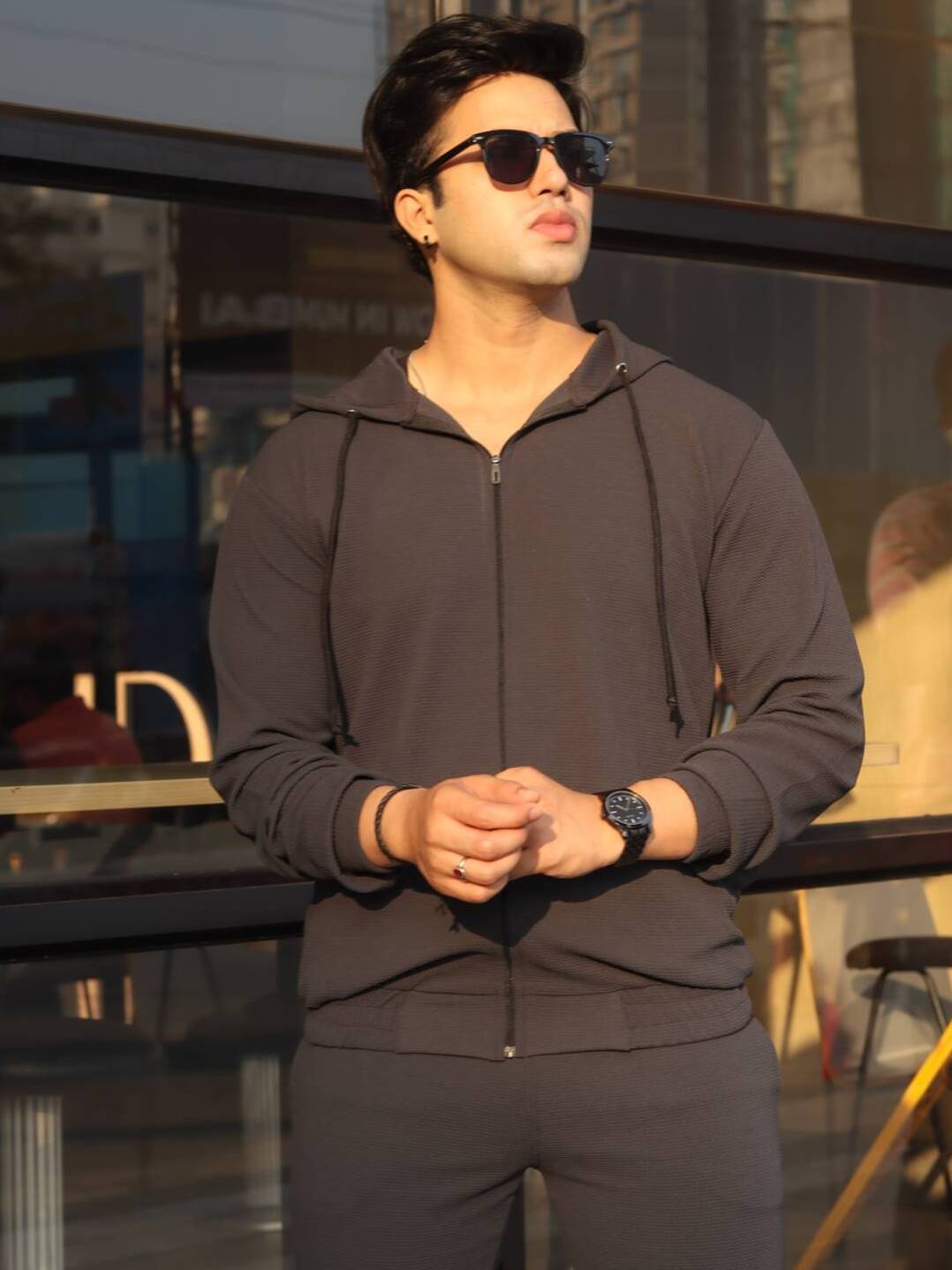 Self Design Dark Grey Tracksuit Co-Ord
