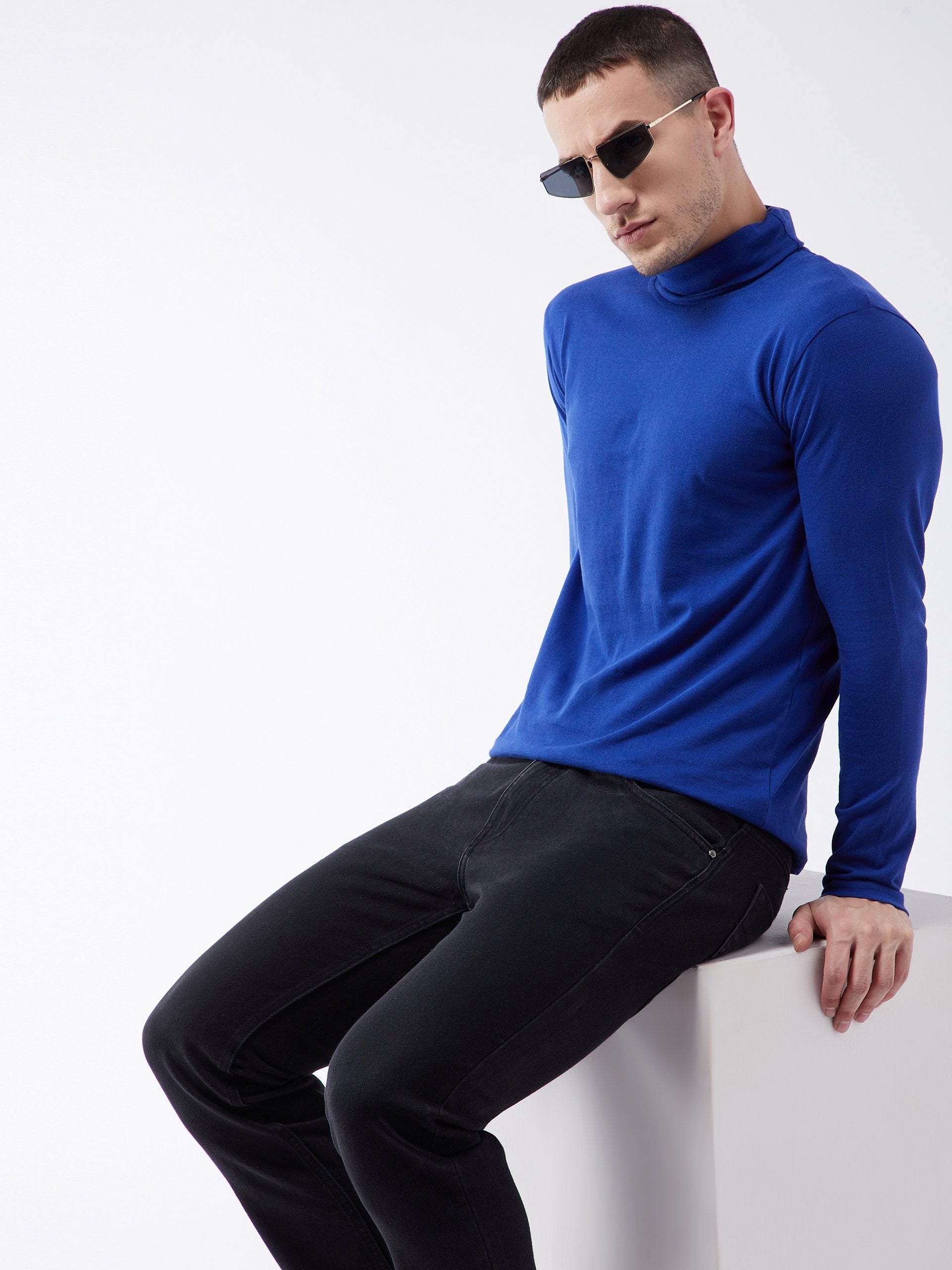 Royal blue high neck top sales