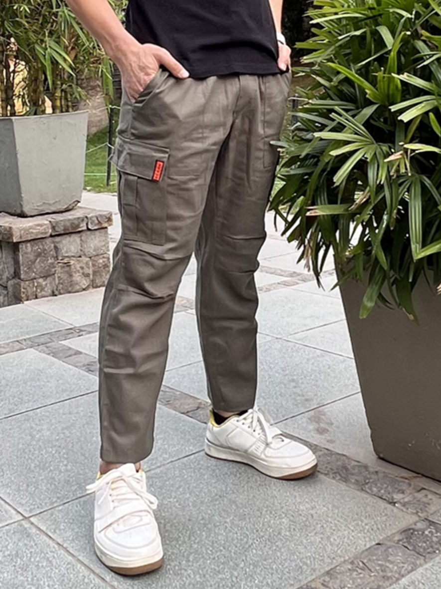 Gritstones Olive Elasticated Light Cargo Pants