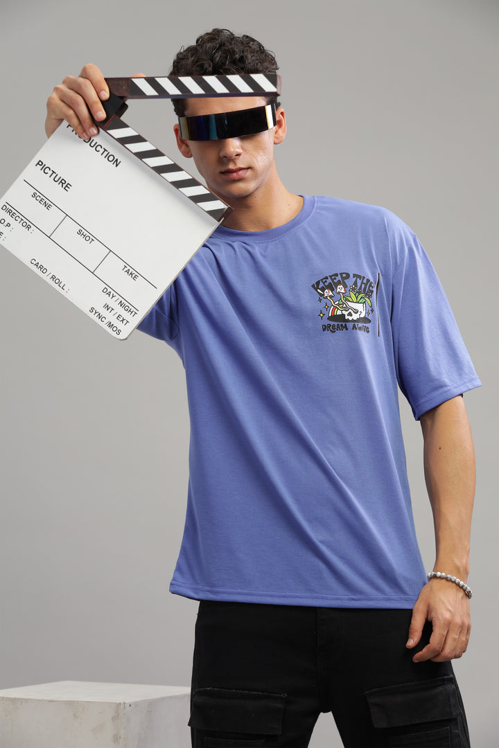 Blue Oversized "Keep The Dream Alive" T-Shirt