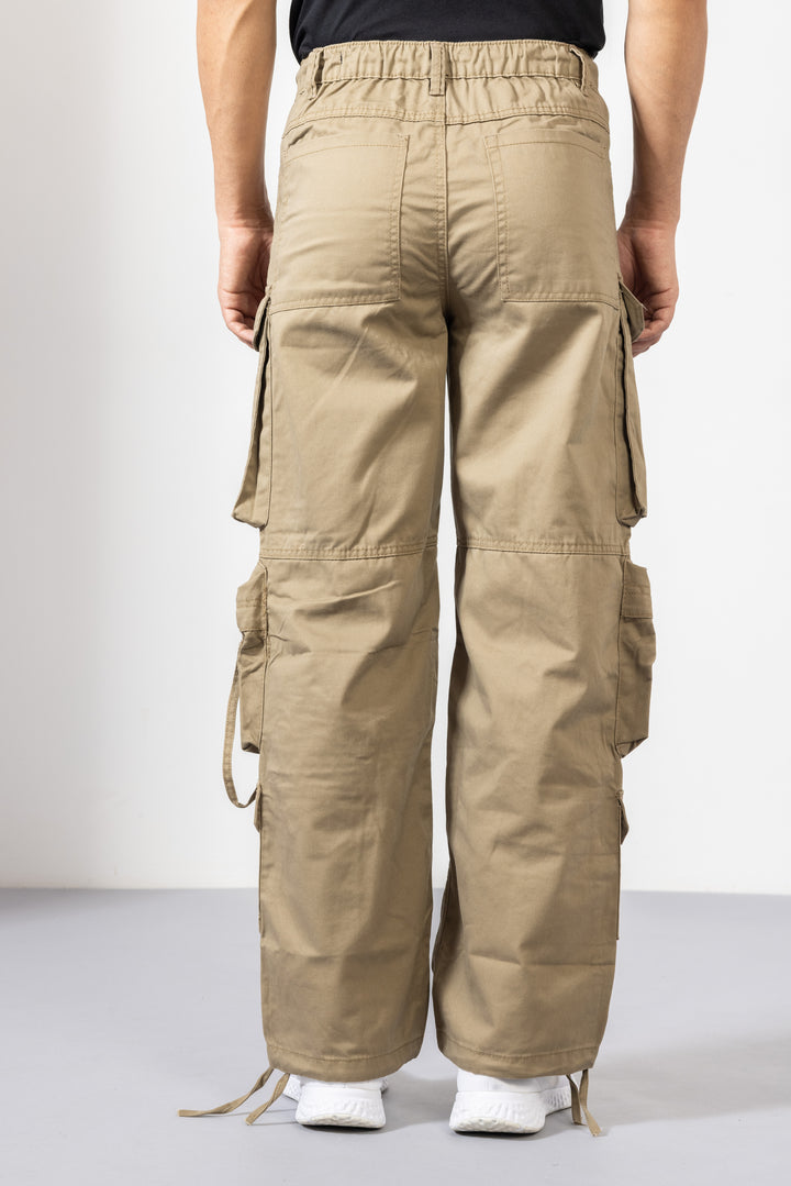 Beige 10-Pocket Cargo Pants