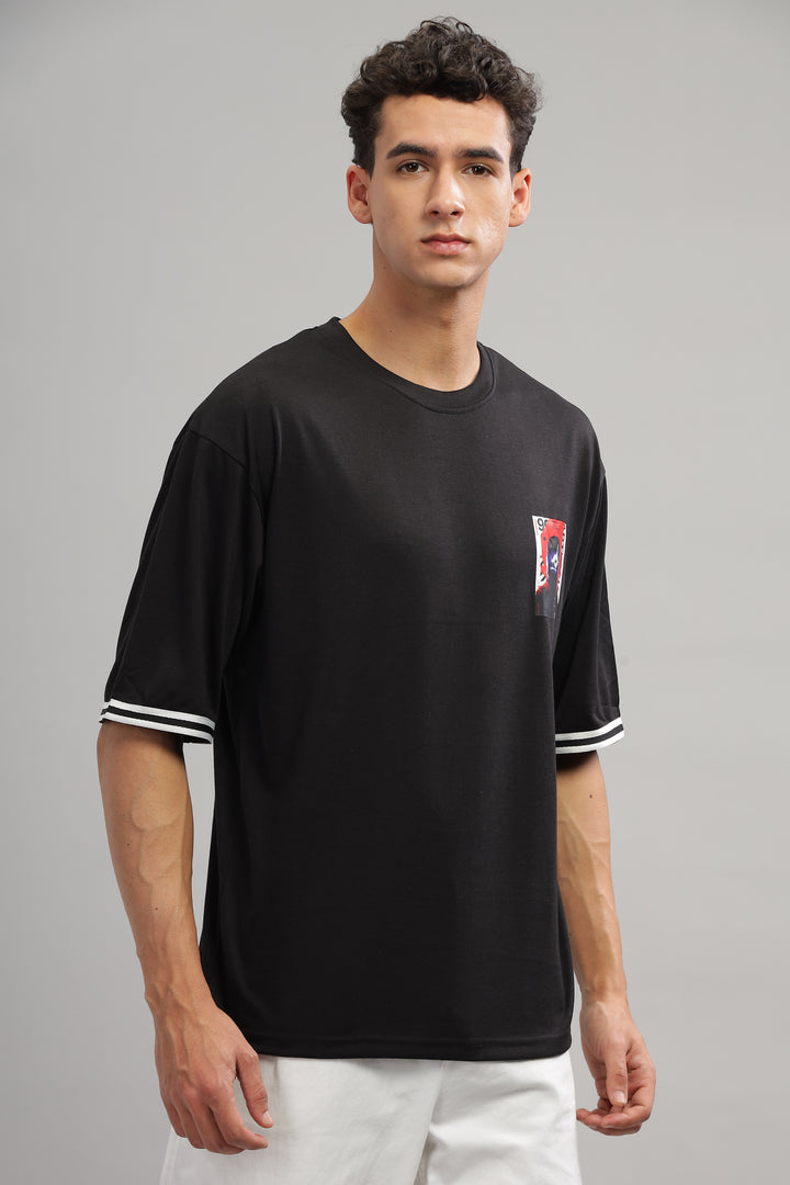Black Oversized "Ninja Print" Tapping T-Shirt
