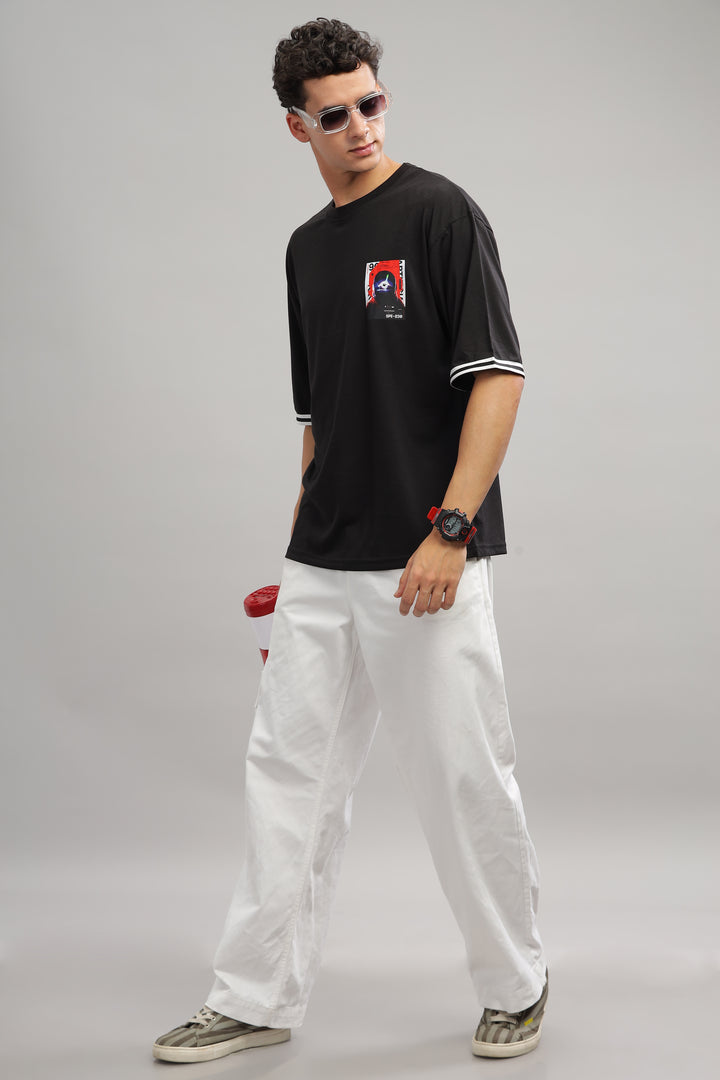 Black Oversized "Ninja Print" Tapping T-Shirt