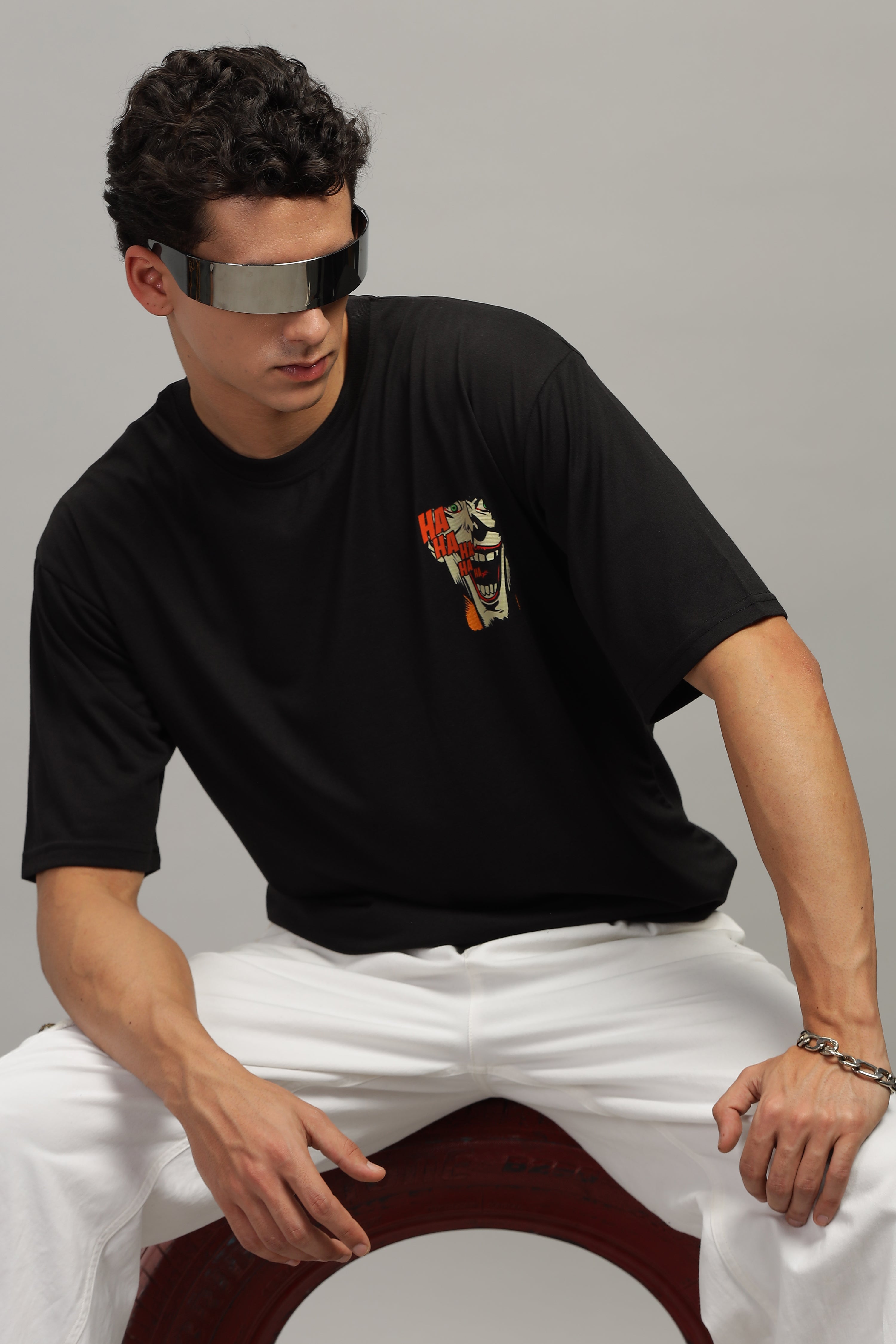 Black Oversized "Joker Face" T-Shirt