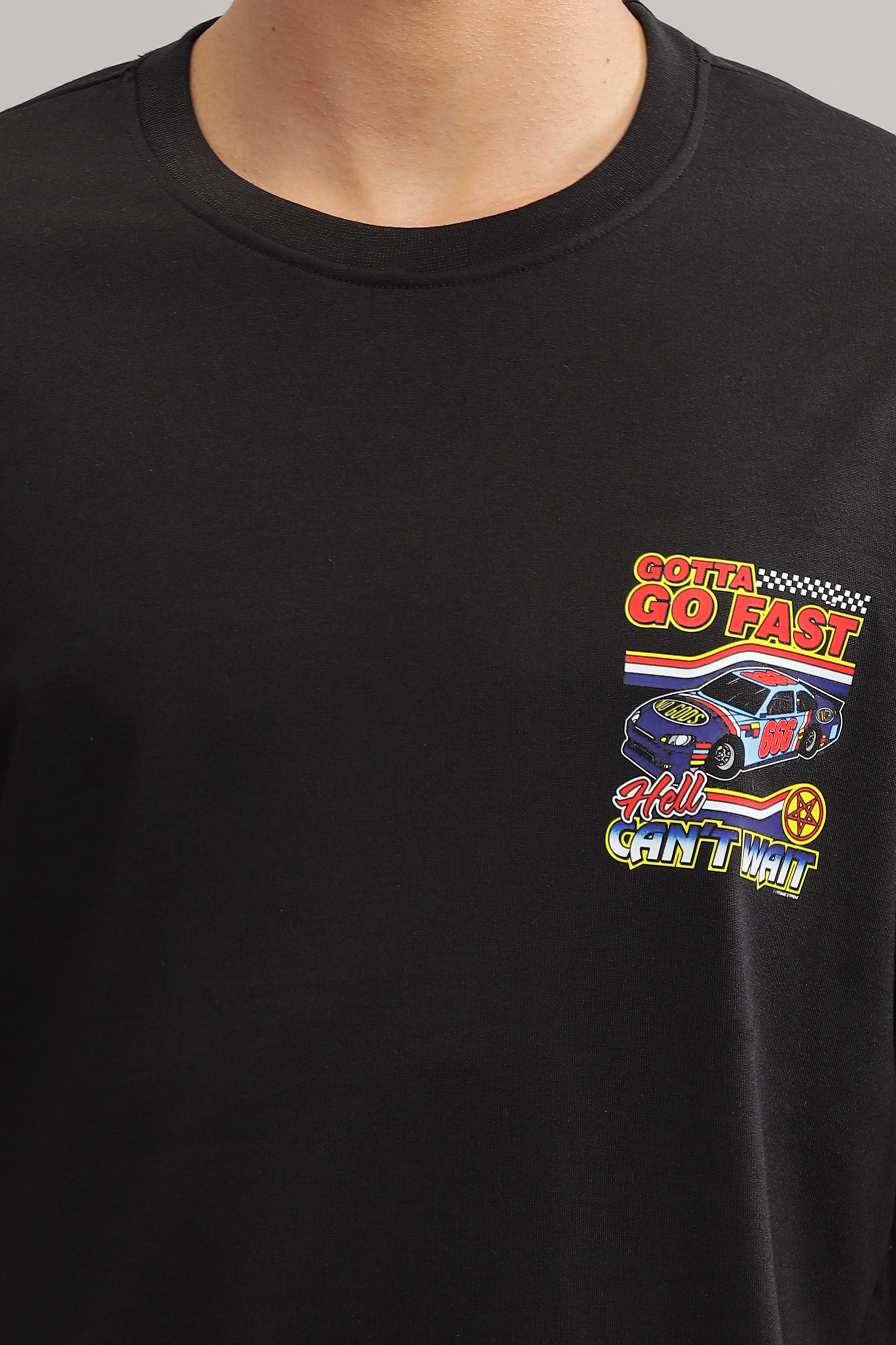 Black Oversized Go Fast Printed T-Shirt