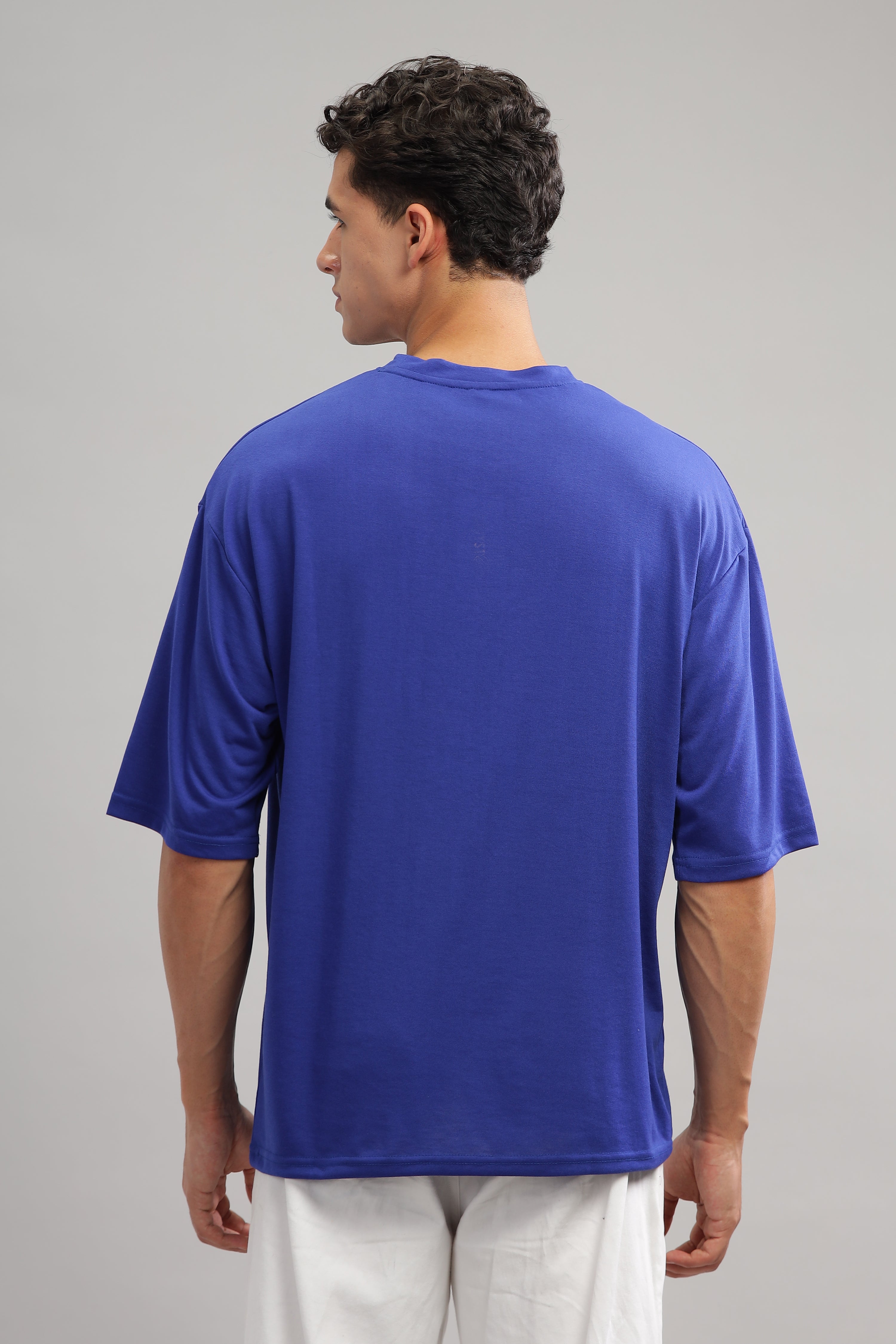 Blue Oversized Cotton Pocket T-Shirt