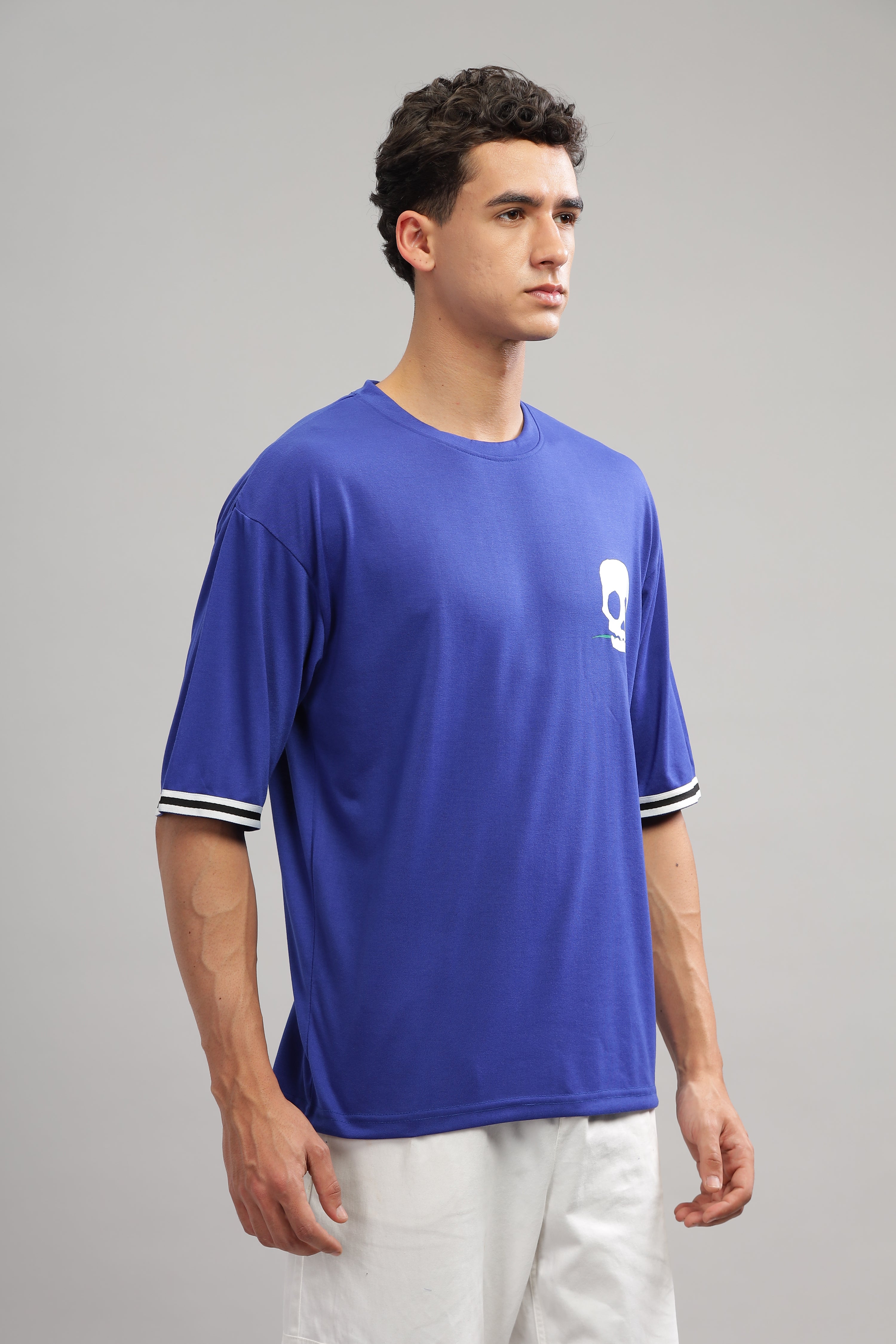 Blue Oversized "Skeleton" White Tapping T-Shirt