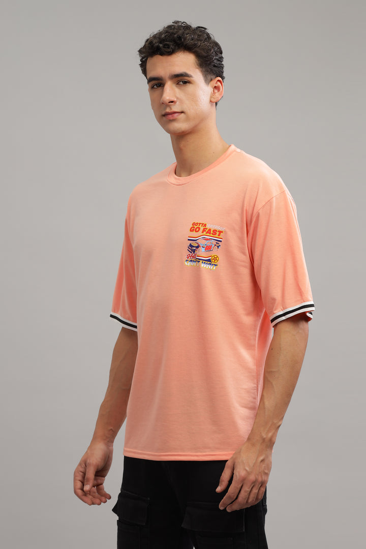 Coral Oversized Go Fast Print White Tapping T-Shirt