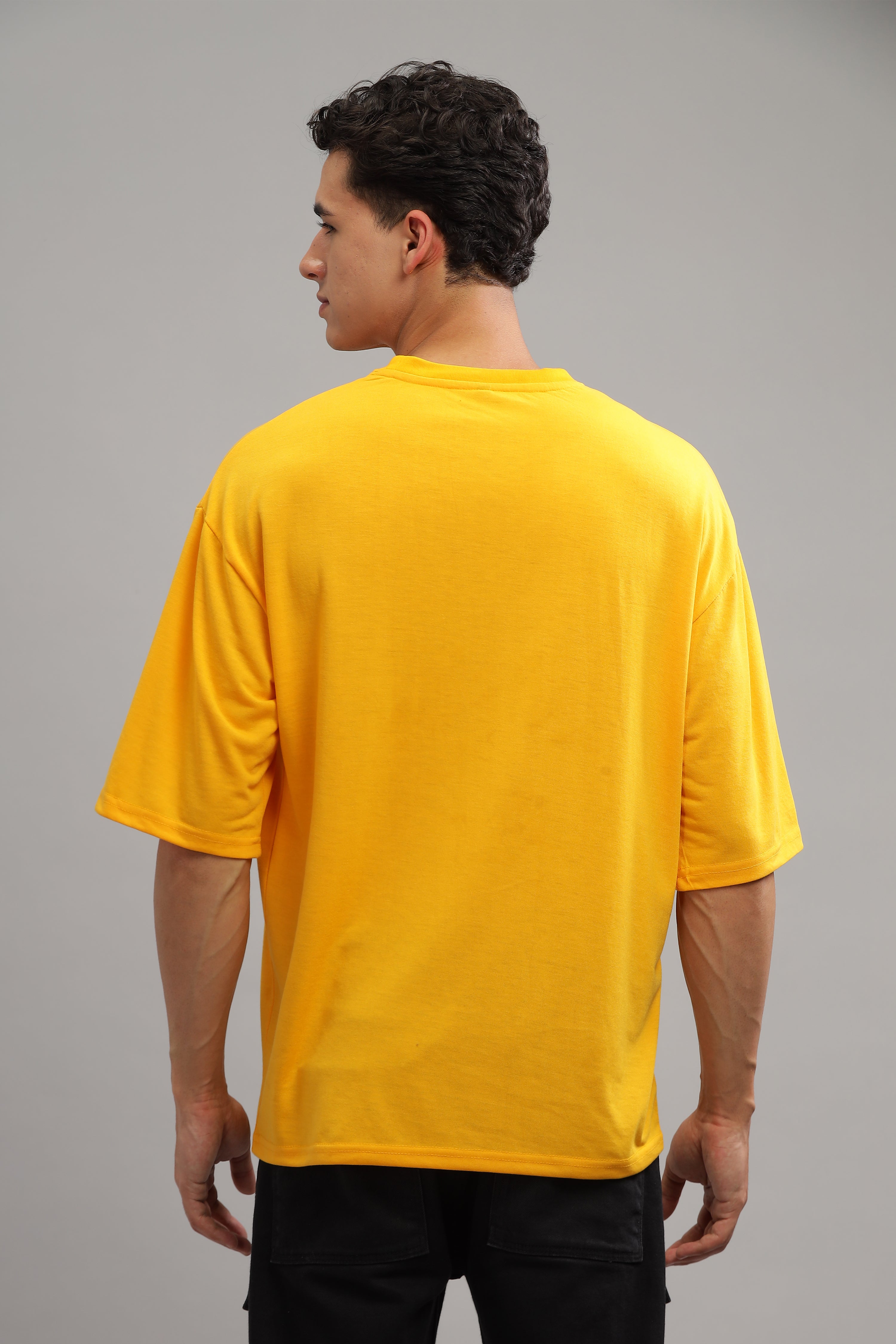 Mustard Oversized Solid Zipper Pocket T-Shirt