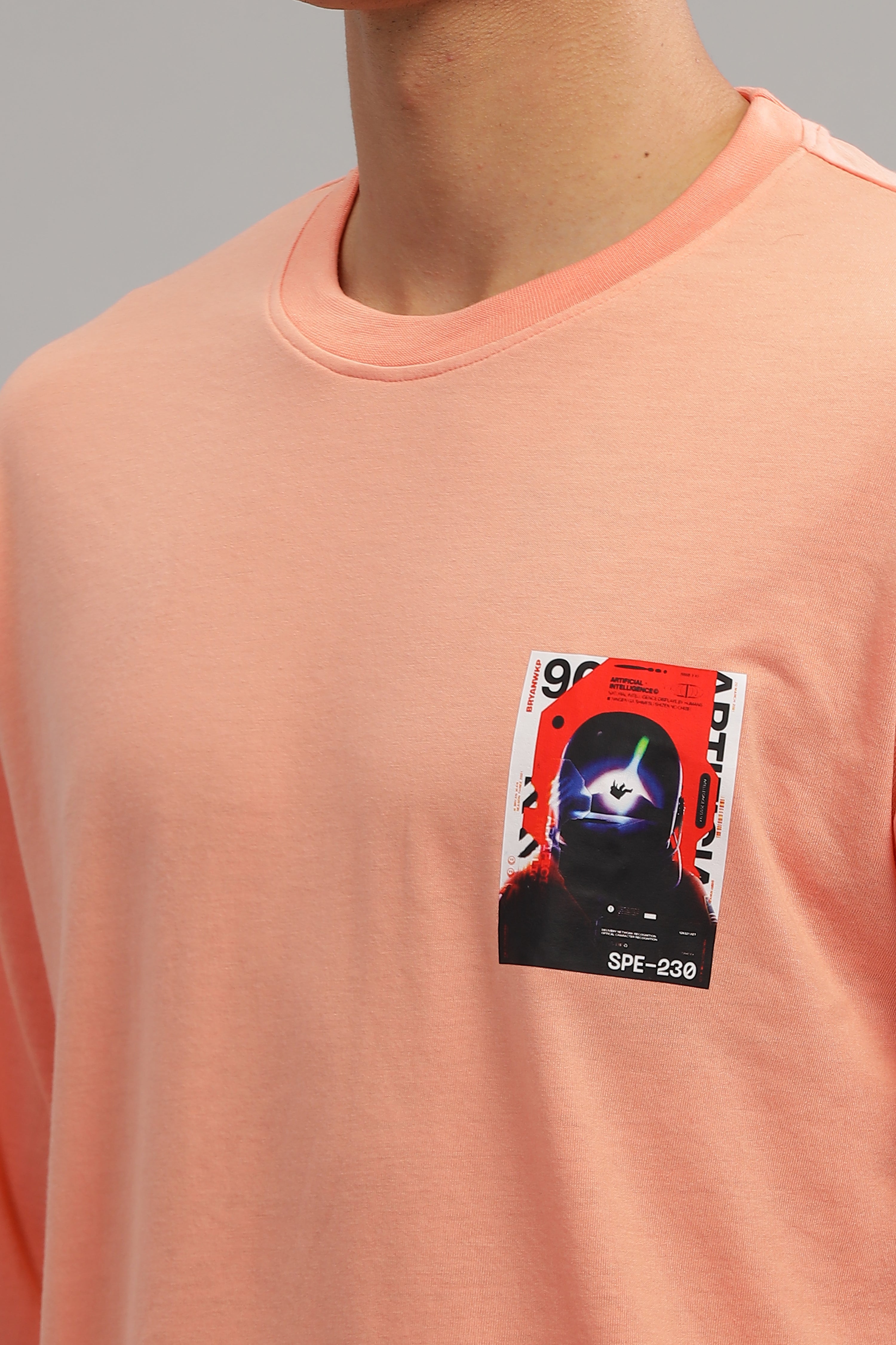 Coral Oversized "Ninja Print" T-Shirt