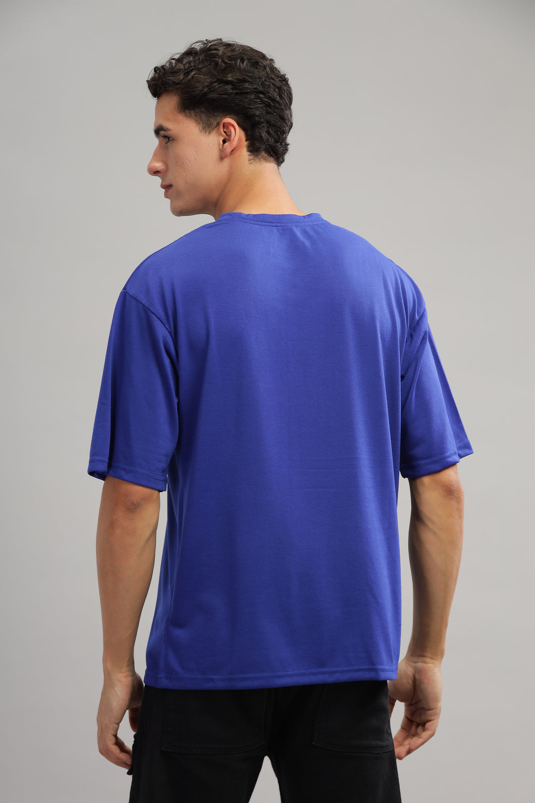 Blue Oversized "Focus Goal Print" T-Shirt