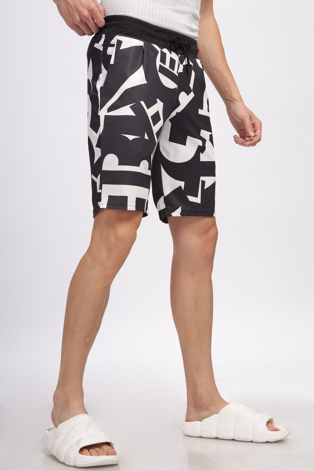 Black Digital Printed Summer Short