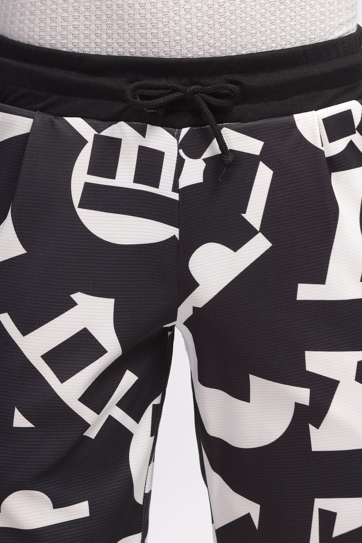 Black Digital Printed Summer Short