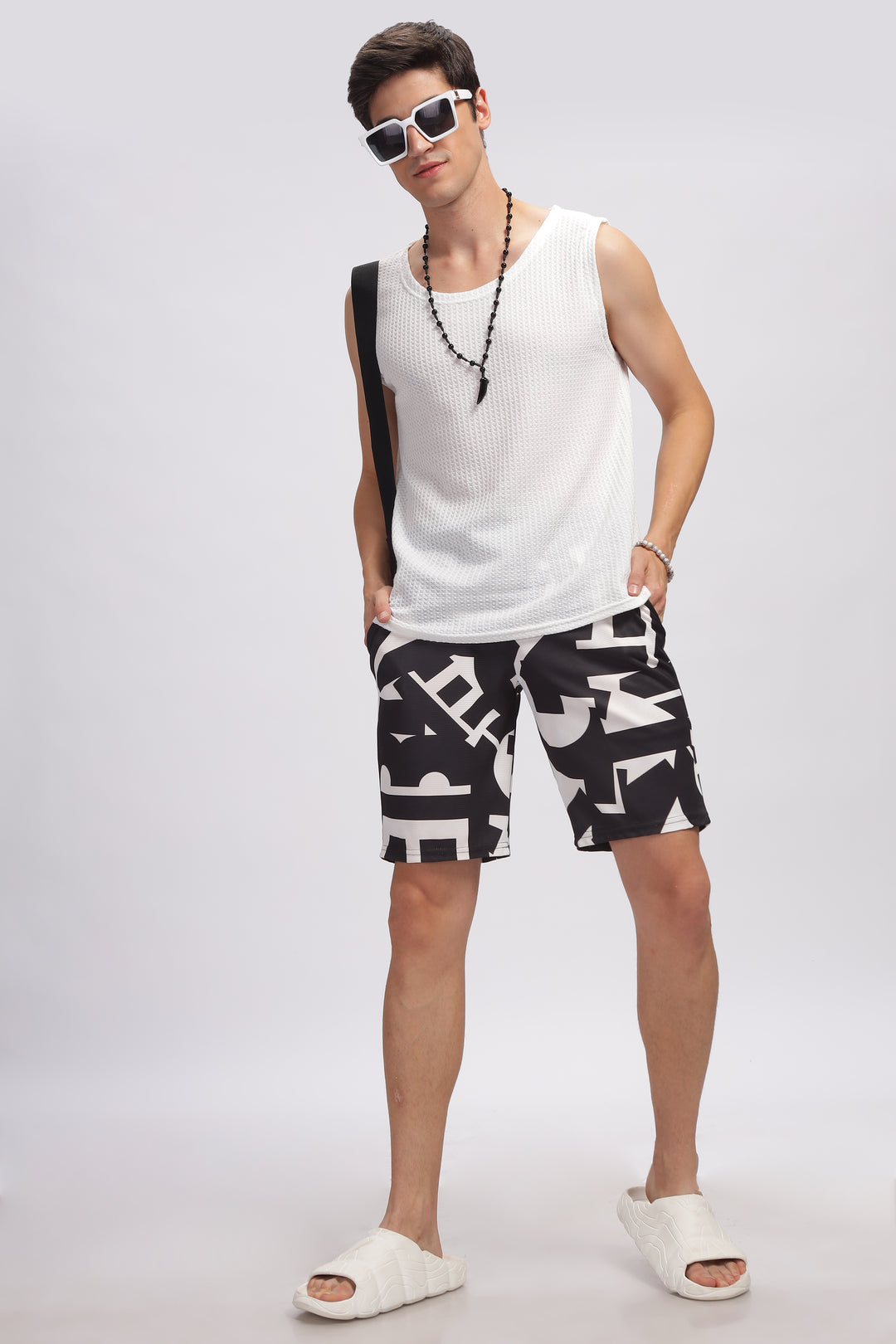 Black Digital Printed Summer Short