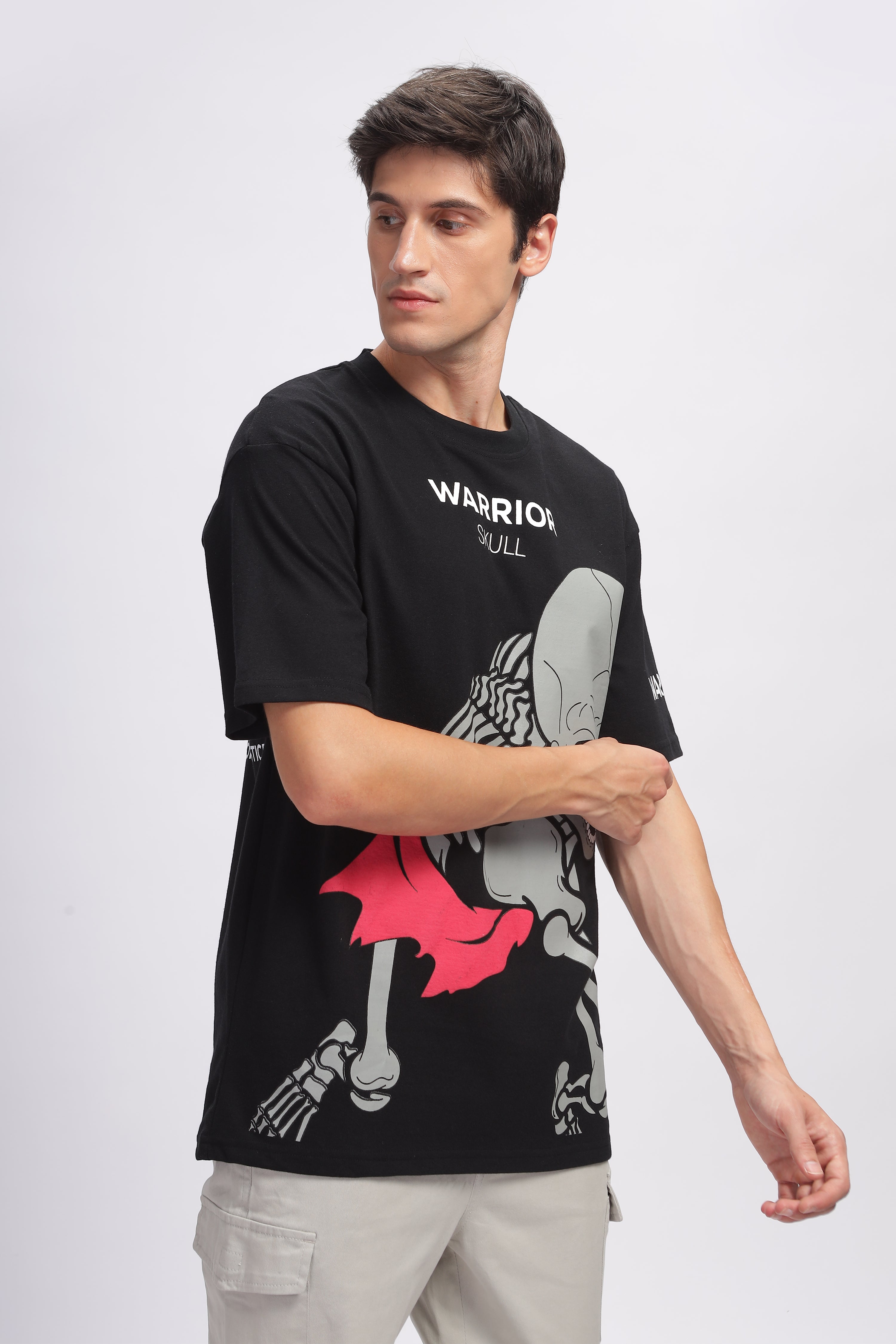 Black Oversized Skeleton Printed Sustainable T-Shirt