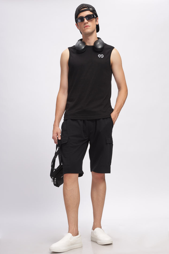 Black Premium Loop Knit Cotton Shorts