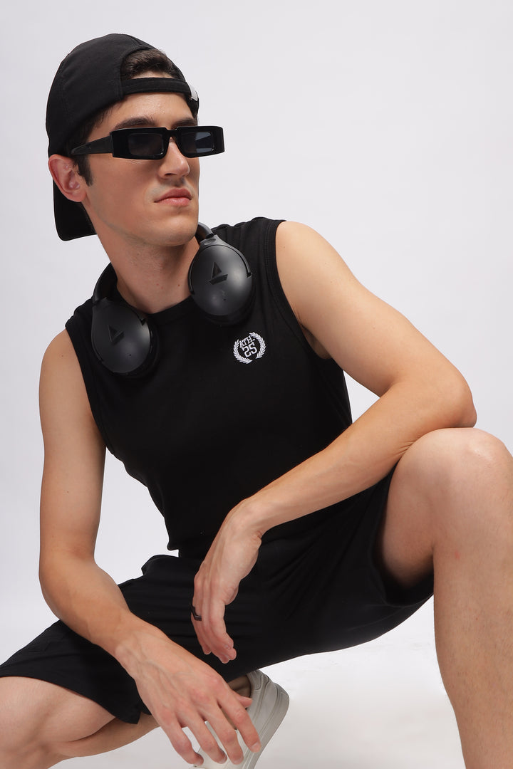 Black Premium Loop Knit Cotton Shorts