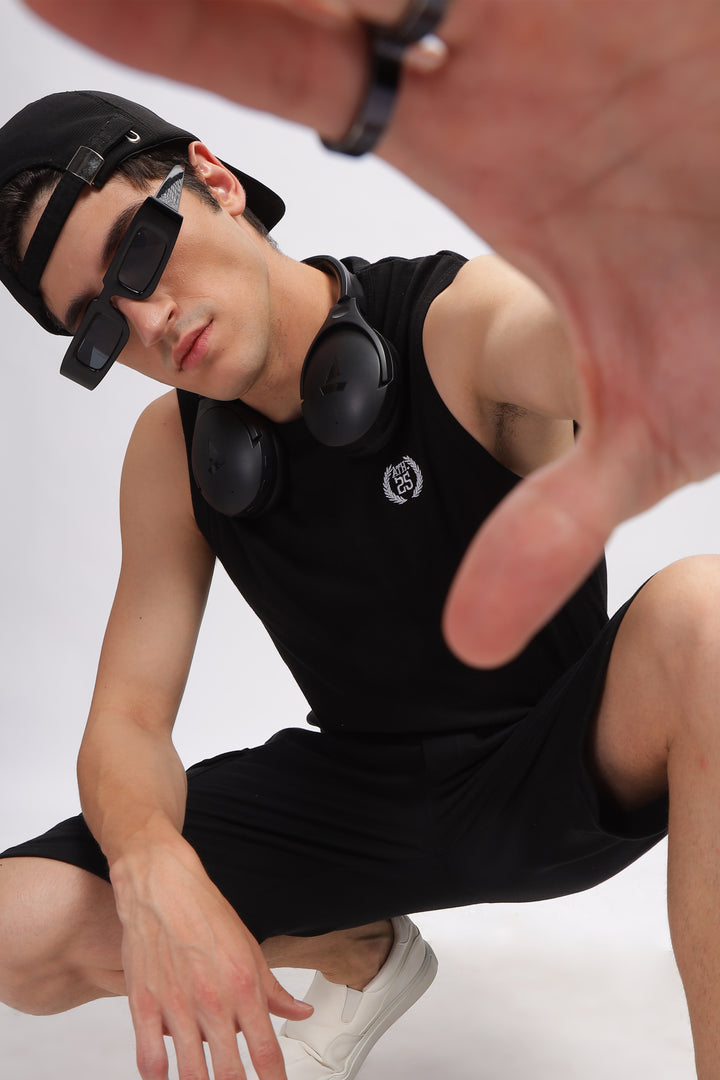Black Premium Loop Knit Cotton Shorts