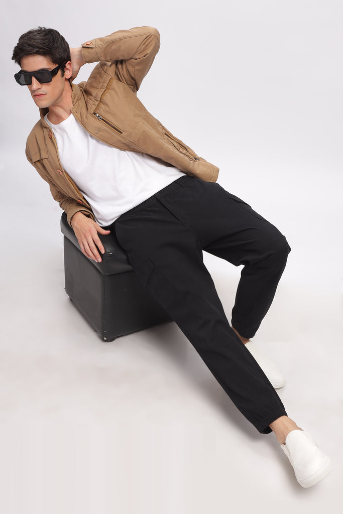 Shop Stylish Stretch Black Cargo Pants for Men Online