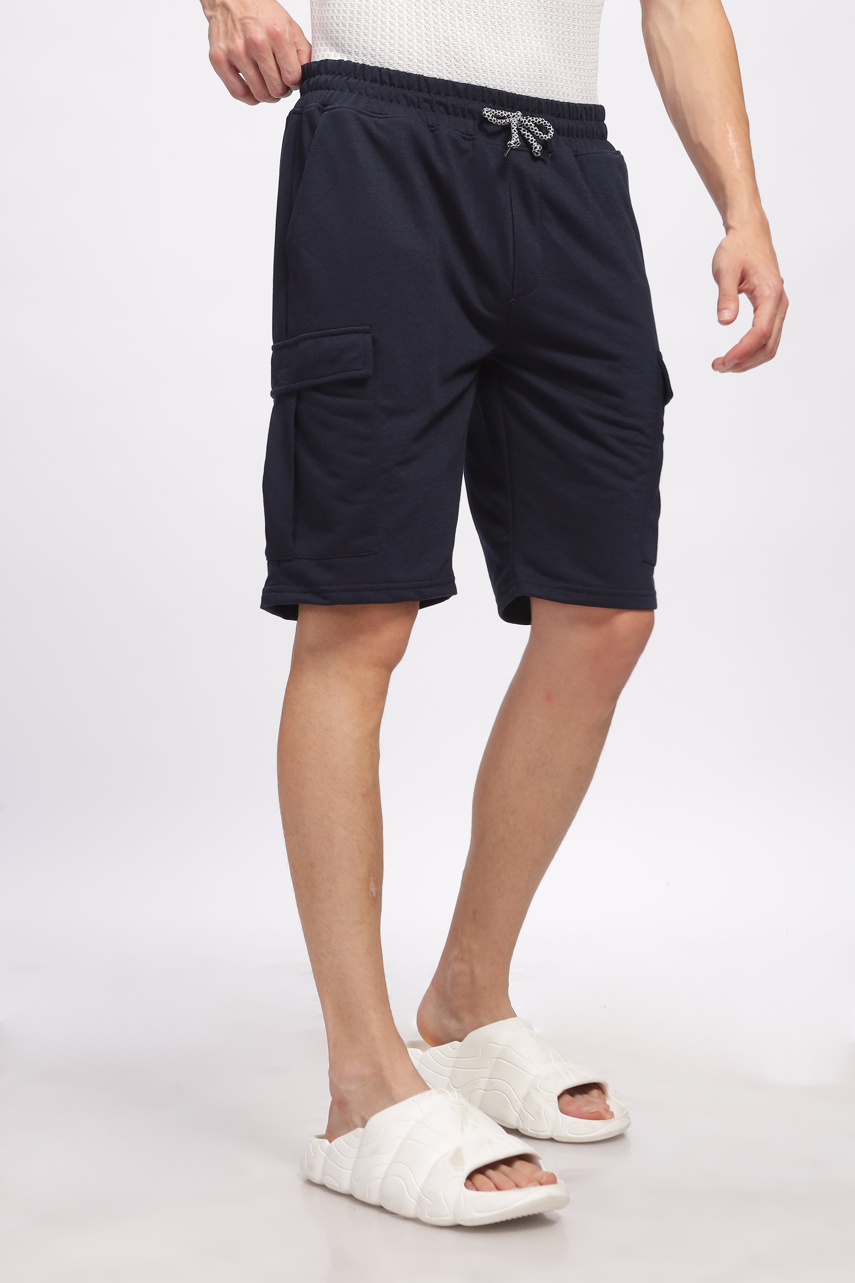 Navy Blue Premium Loop Knit Cotton Shorts