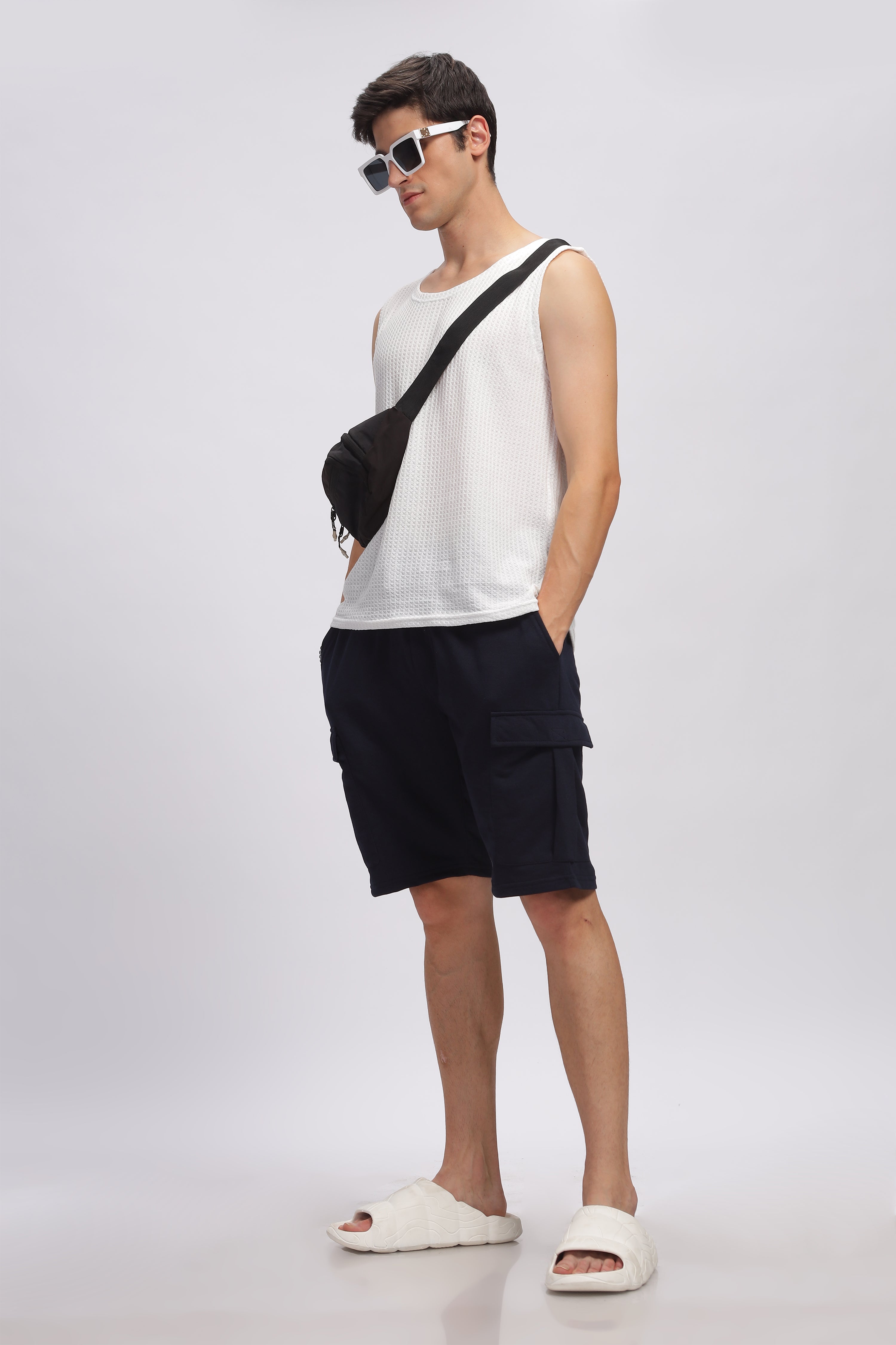 Navy Blue Premium Loop Knit Cotton Shorts