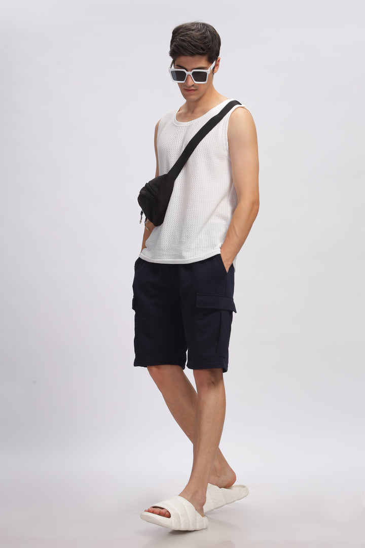 Navy Blue Premium Loop Knit Cotton Shorts