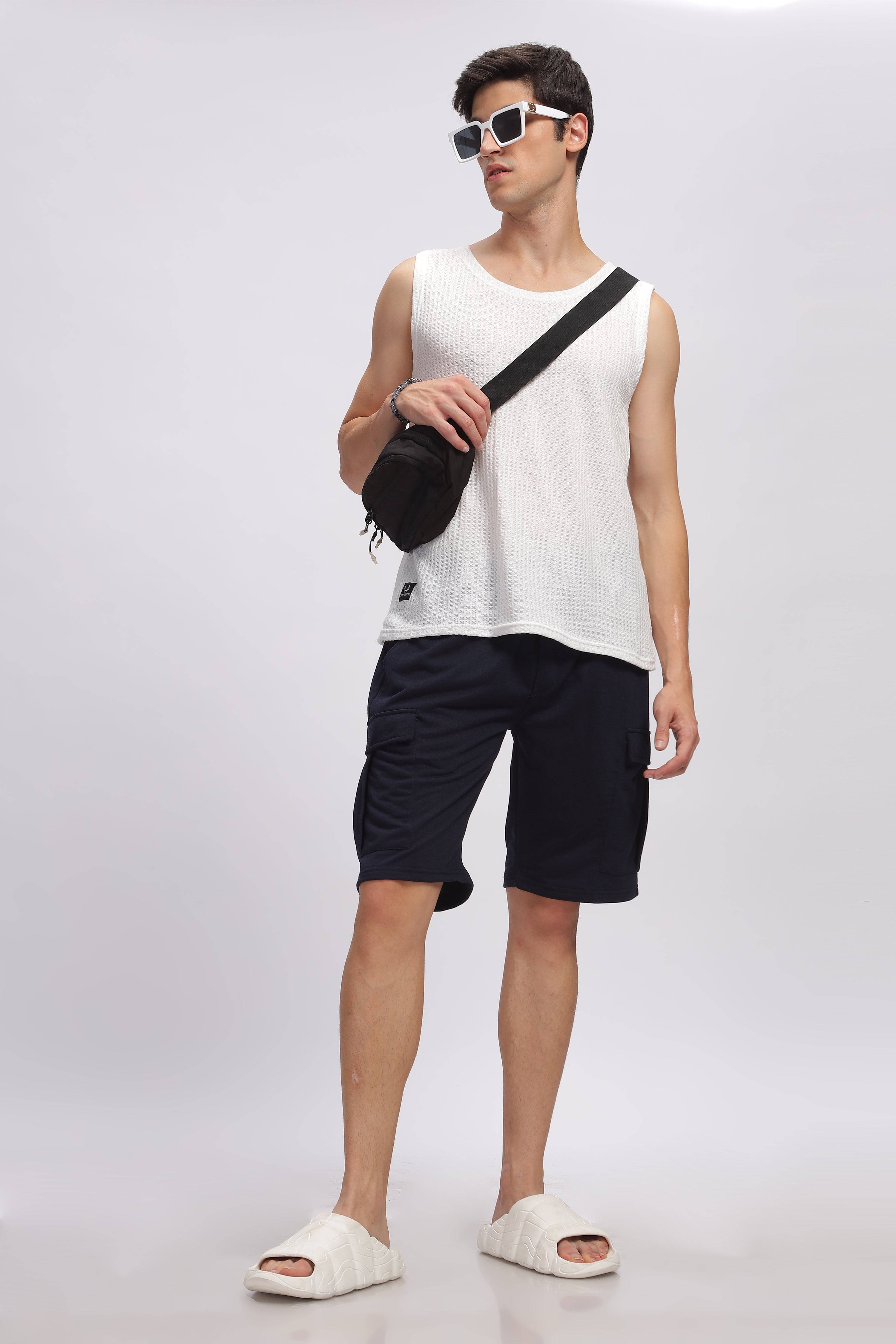 Navy Blue Premium Loop Knit Cotton Shorts