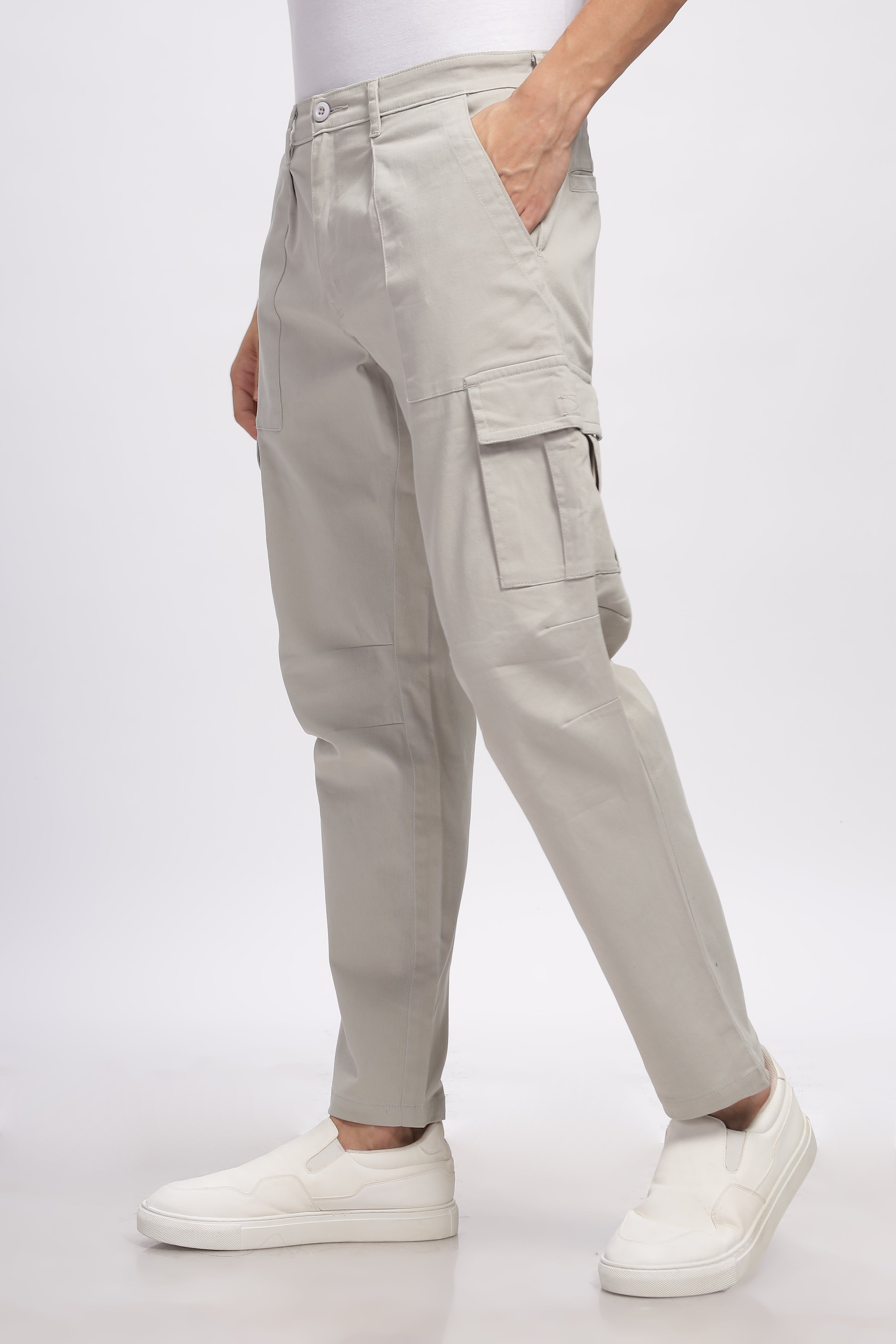 Beige Relaxed Fit Cargo Pants