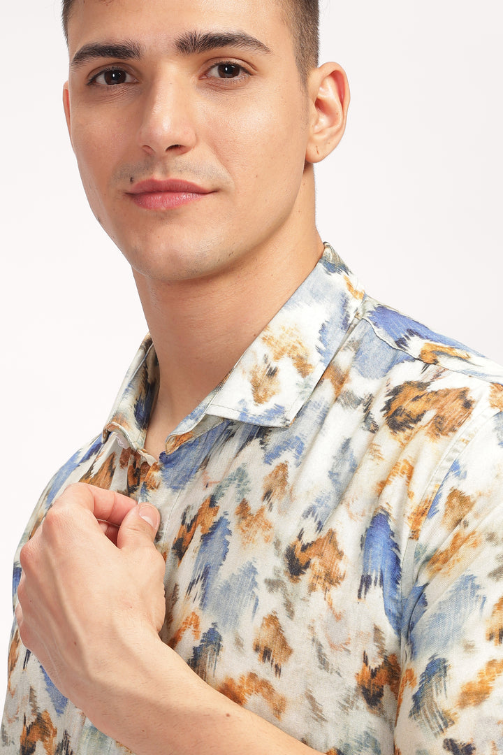 White Abstract Printed Shirt