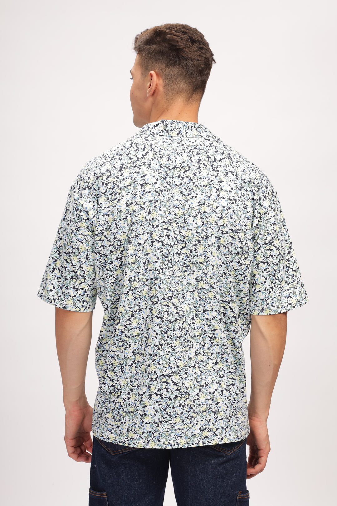 White Floral Revere Collar Shirt