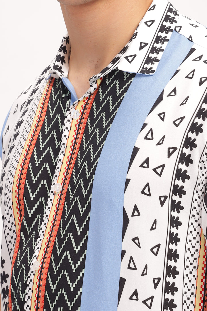Spectrum White Oversized Printed Shirt