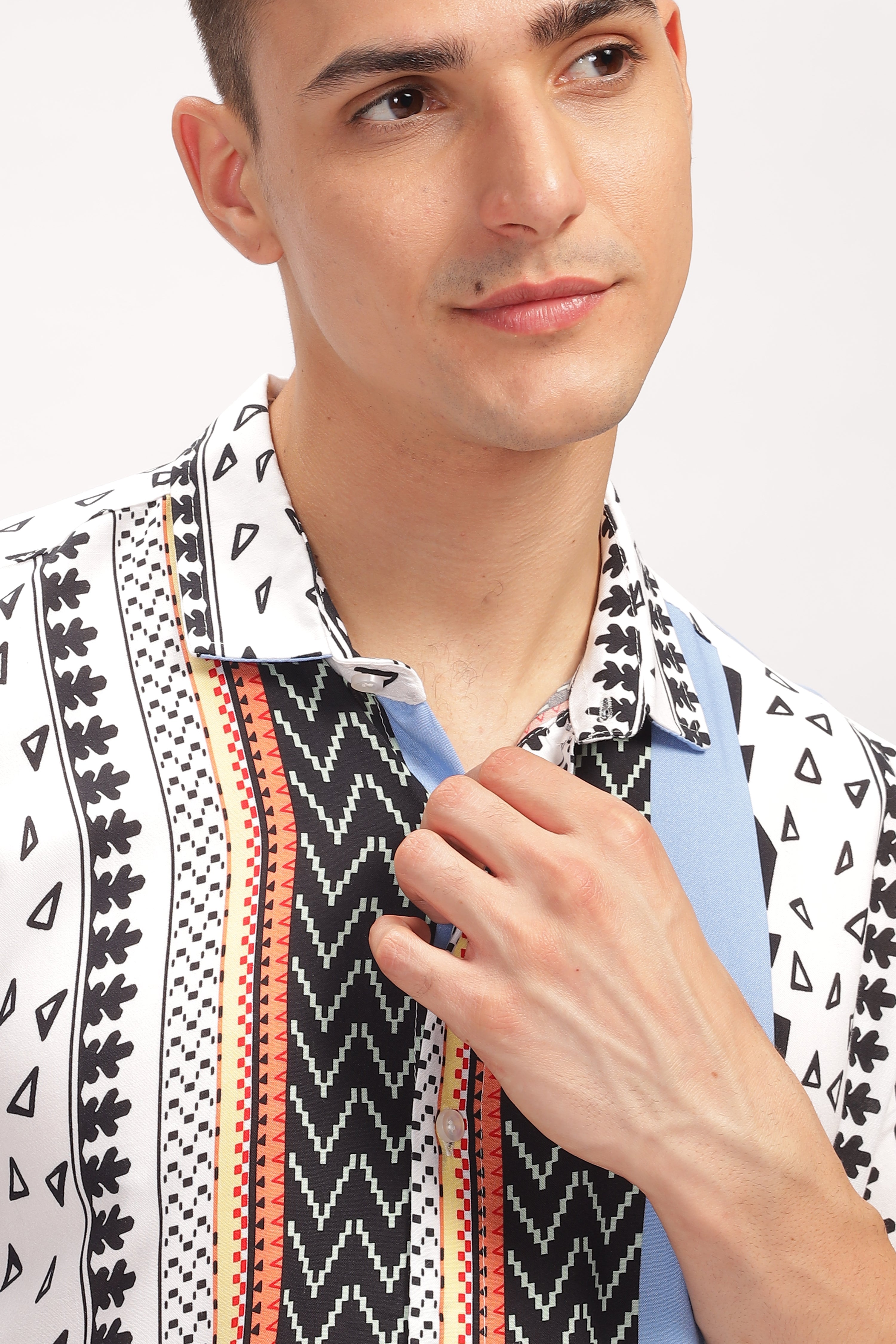 Spectrum White Oversized Printed Shirt