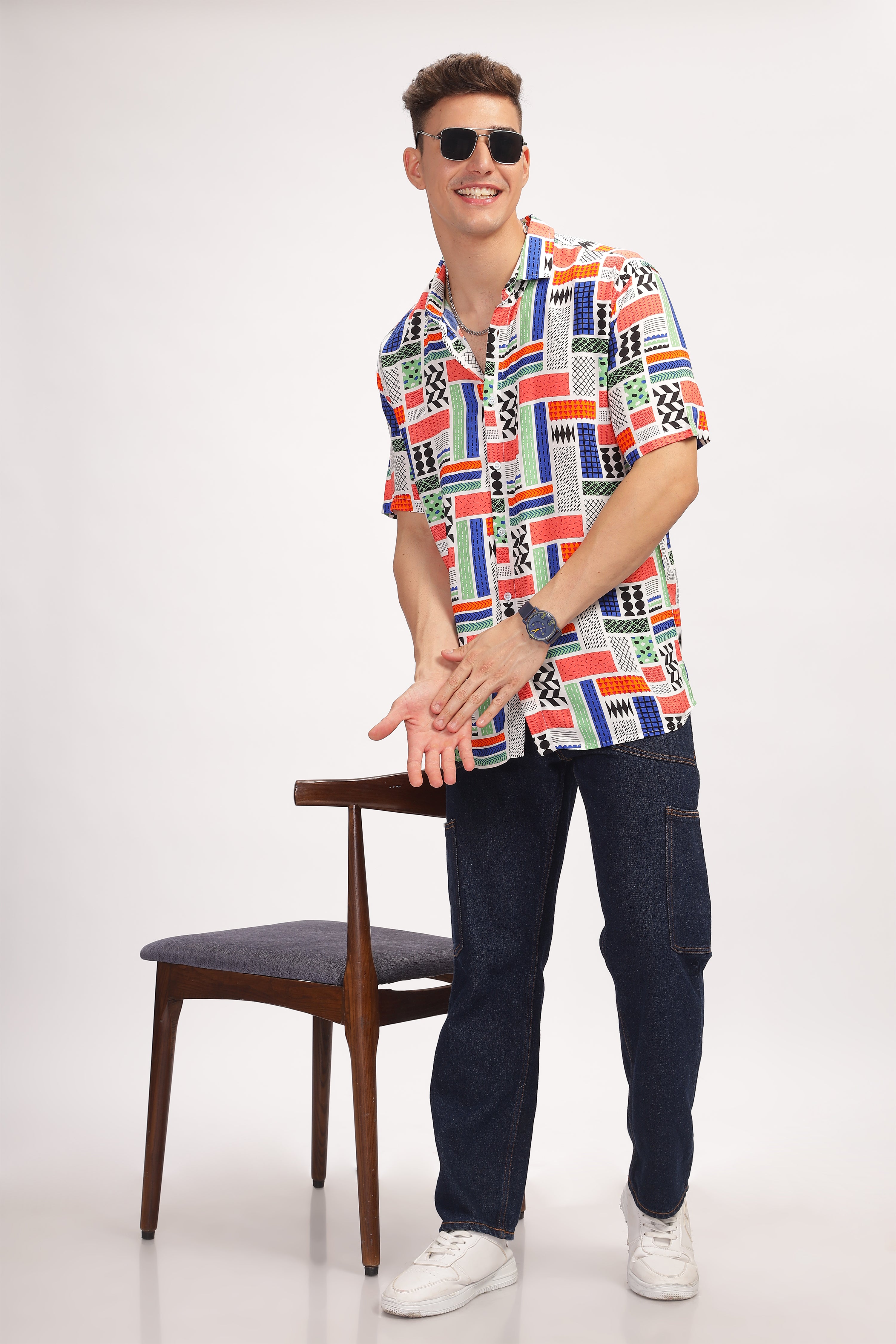 Mosaic Multicolor Oversized Printed Shirt