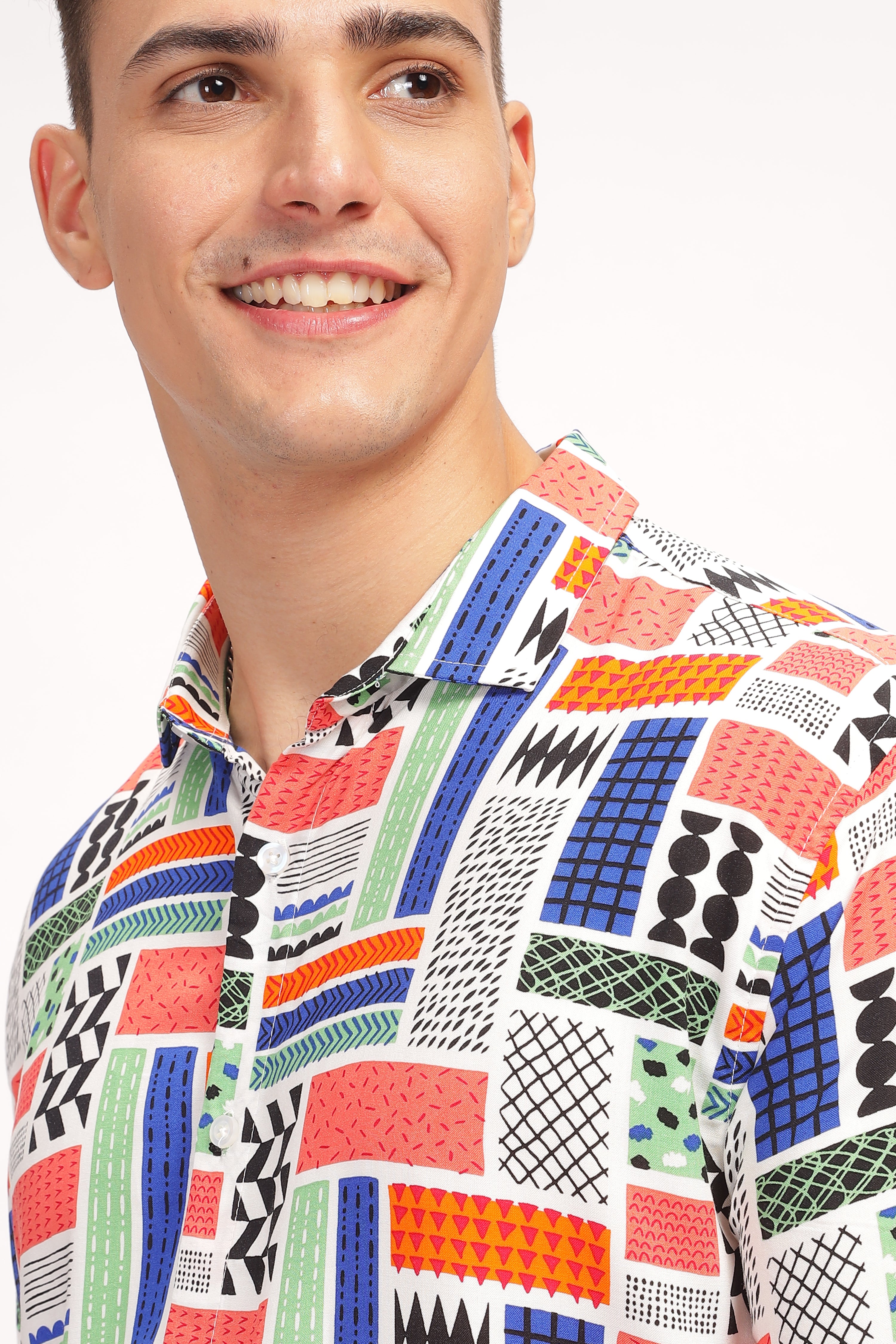 Mosaic Multicolor Oversized Printed Shirt